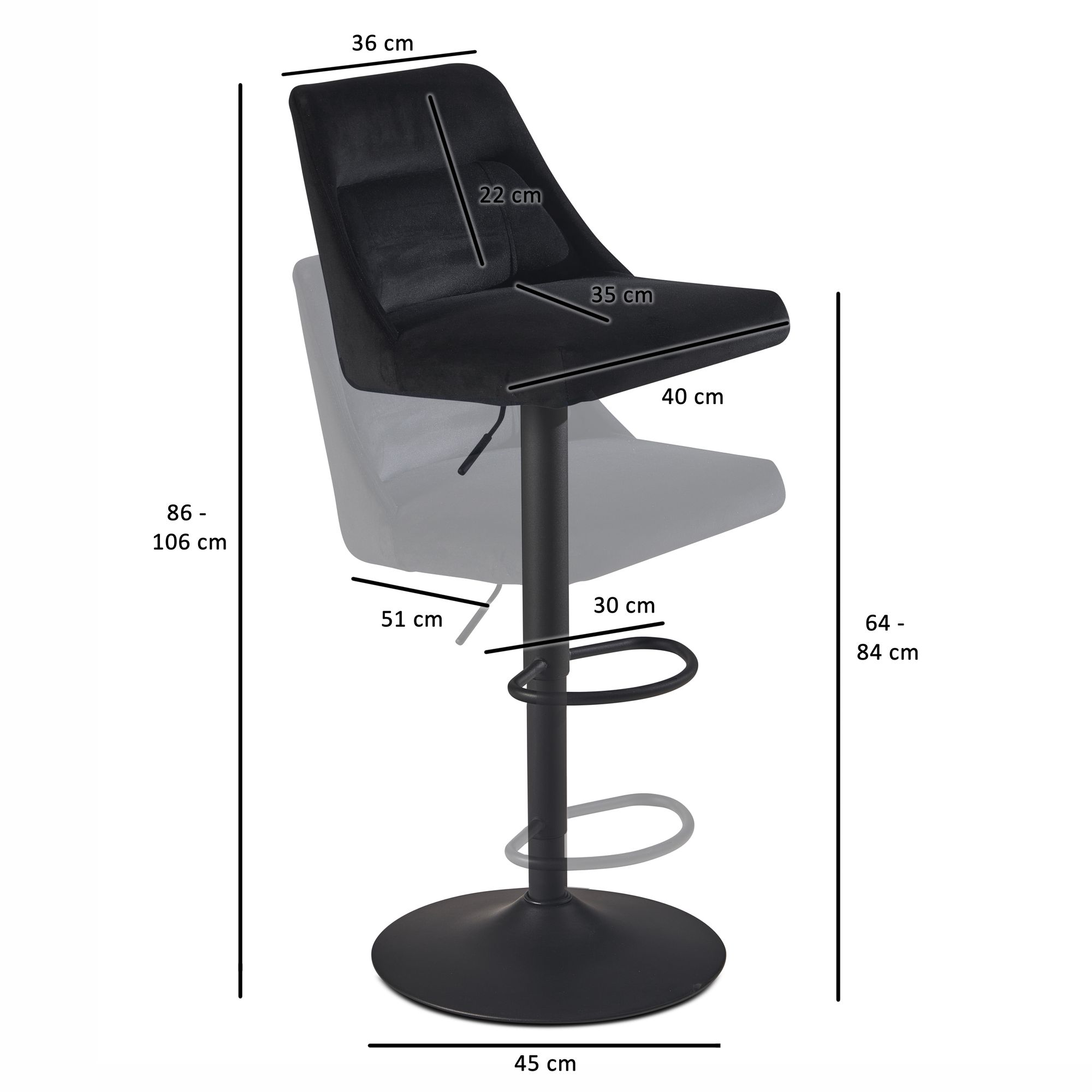 Barhocker FineBuy Küchenhocker Samt Hocker Bistrohocker Drehbar Barstuhl Modern – Ansicht 3