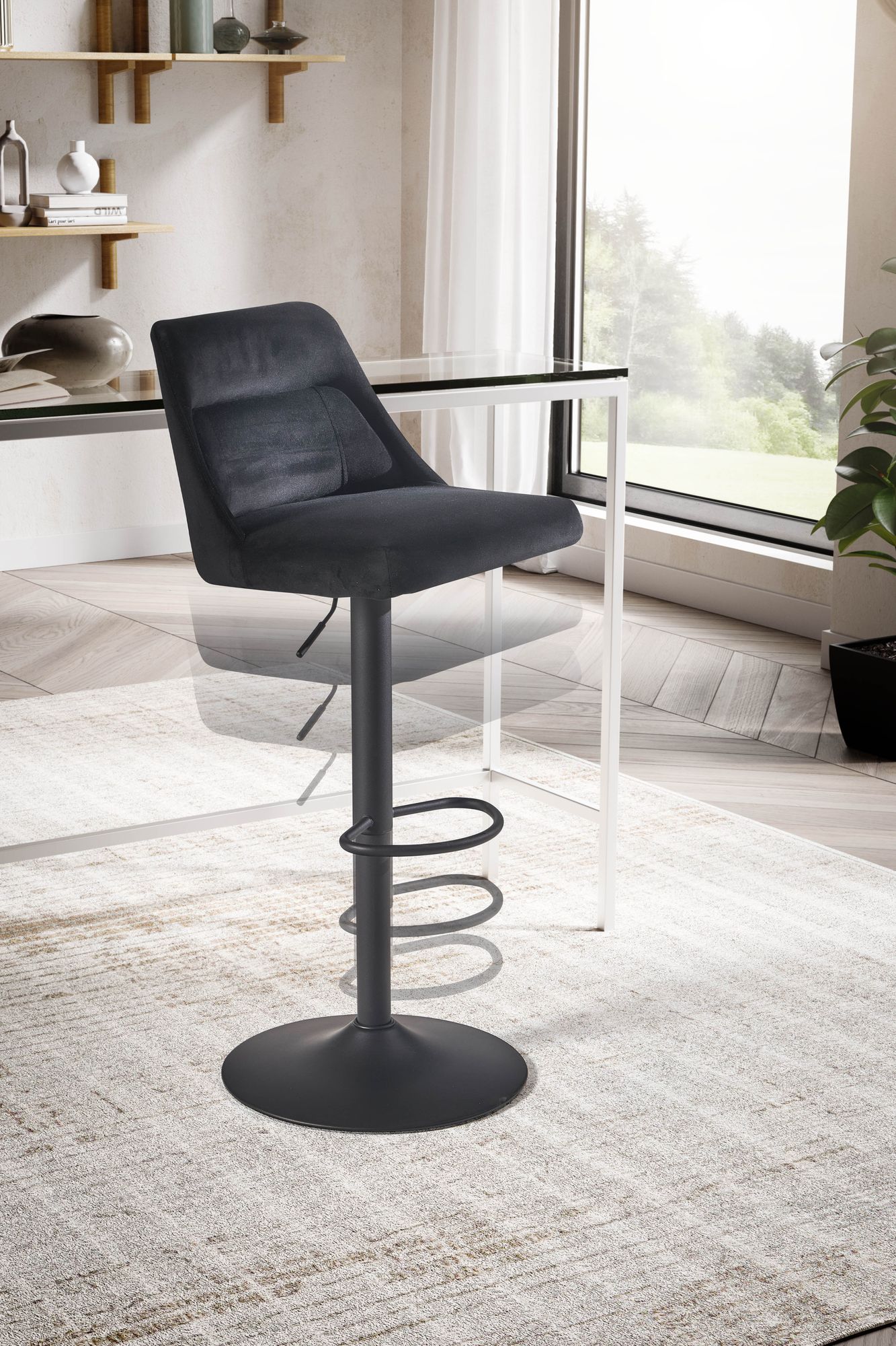 Barhocker FineBuy Küchenhocker Samt Hocker Bistrohocker Drehbar Barstuhl Modern – Ansicht 4