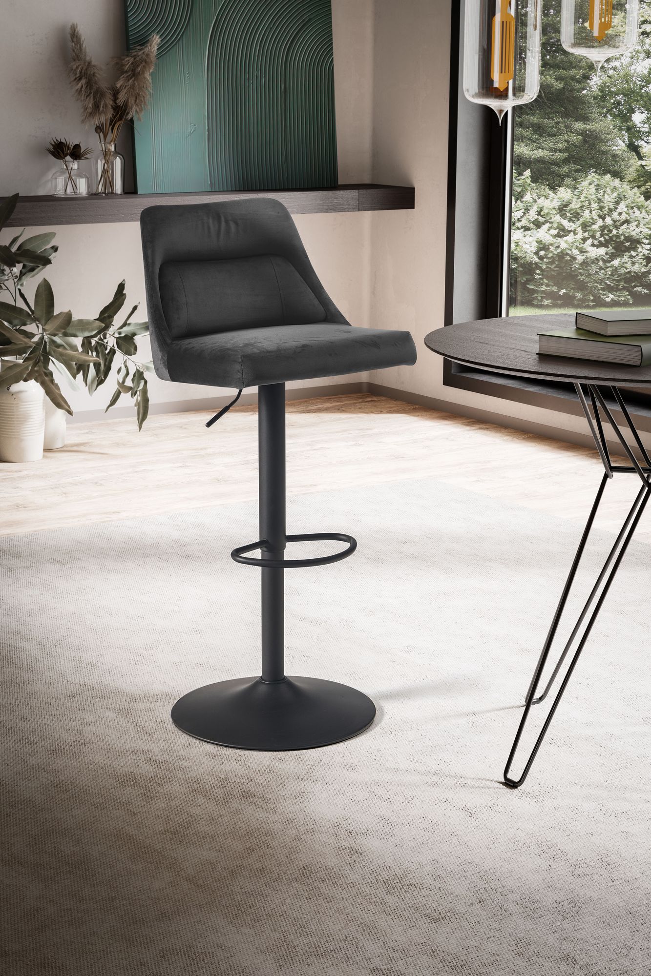 Barhocker FineBuy Küchenhocker Samt Hocker Bistrohocker Drehbar Barstuhl Modern – Ansicht 2