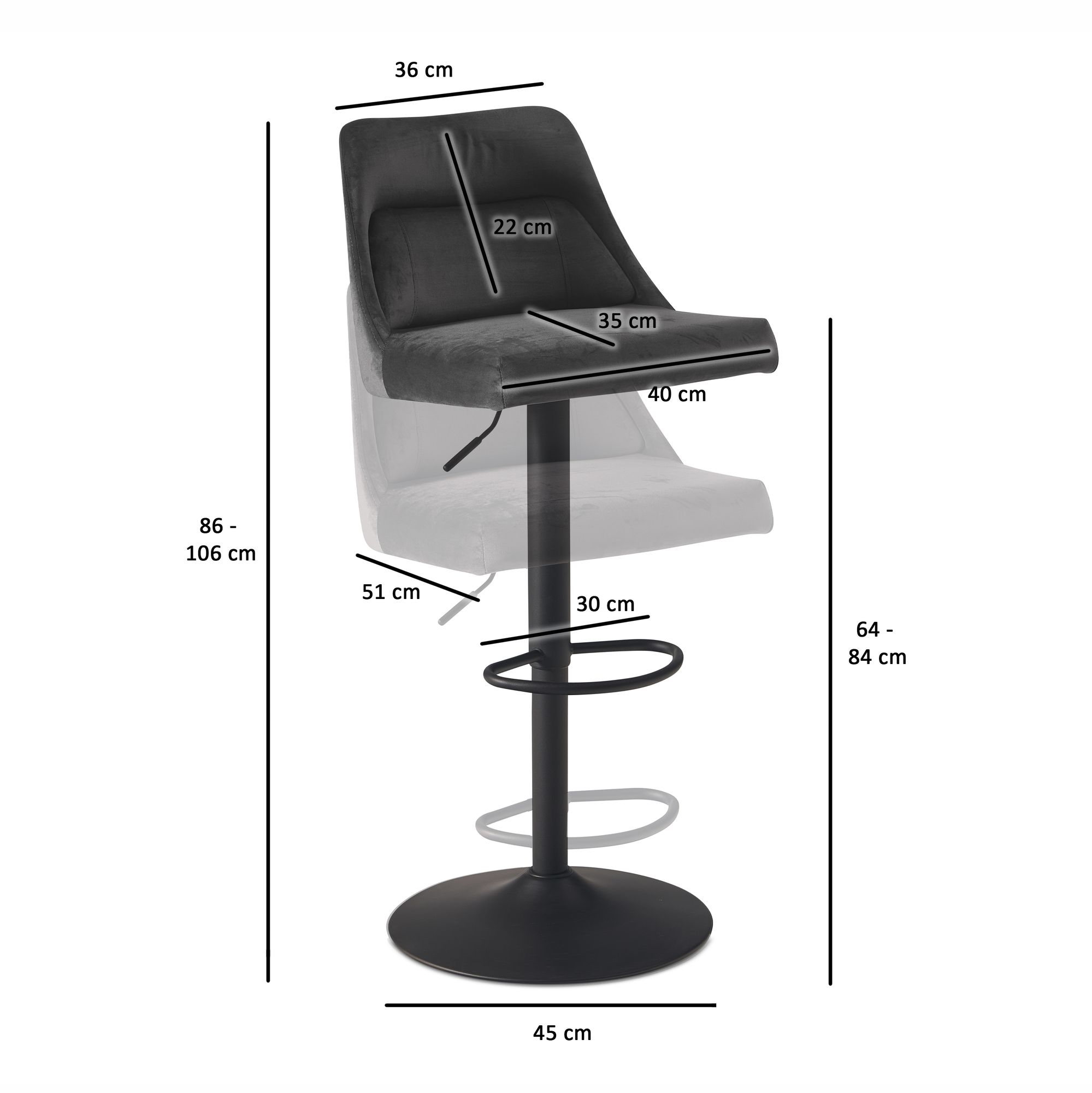 Barhocker FineBuy Küchenhocker Samt Hocker Bistrohocker Drehbar Barstuhl Modern – Ansicht 3