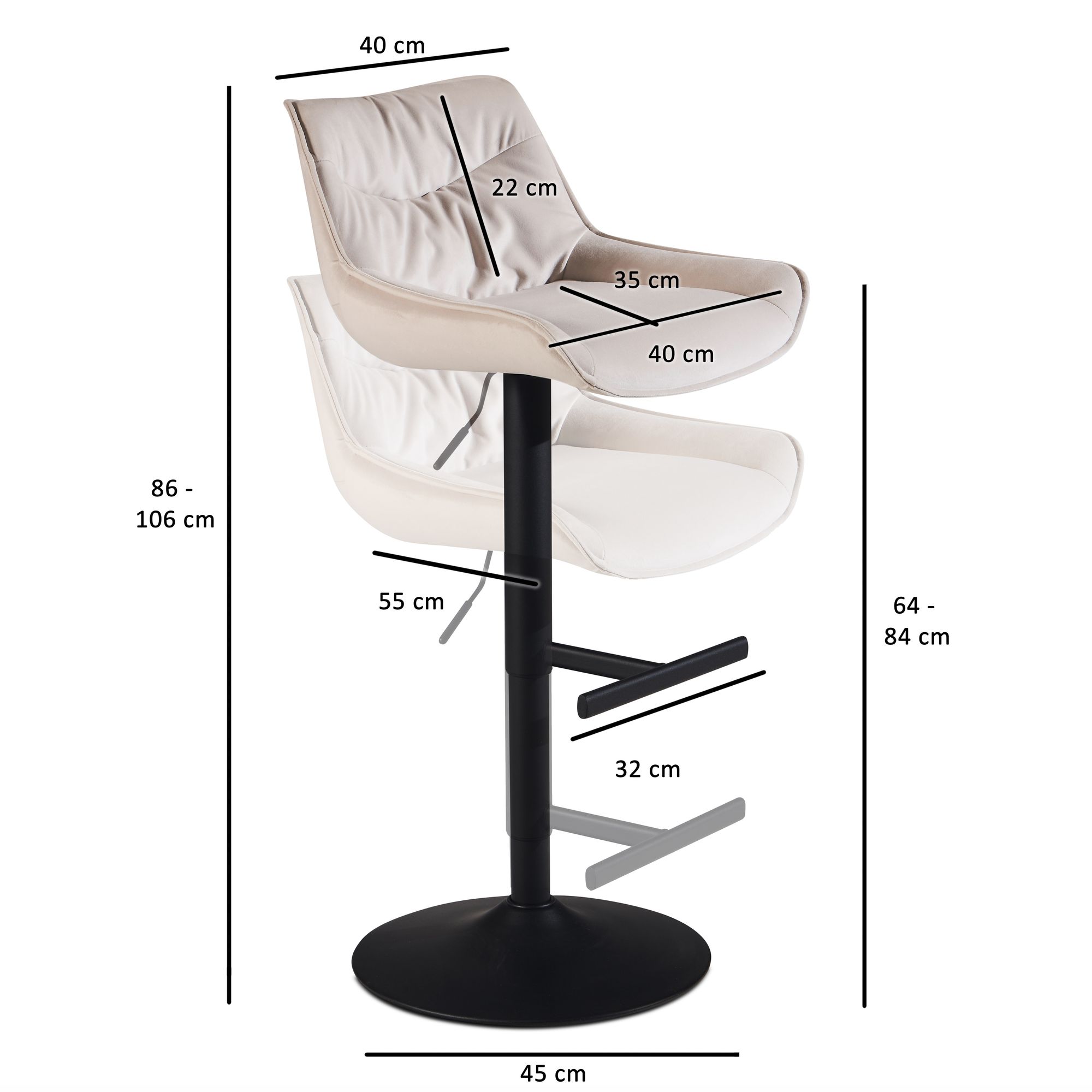Barhocker FineBuy Küchenhocker Samt Hocker Bistrohocker Drehbar Barstuhl Modern – Ansicht 3
