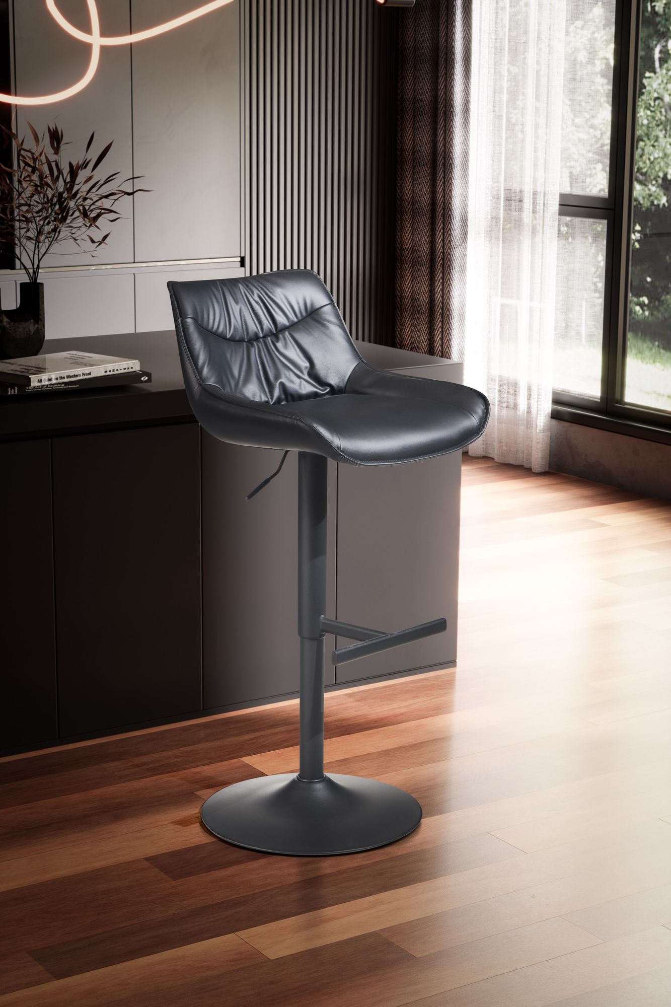 Barhocker FineBuy Küchenhocker Kunstleder Schwarz Hocker Bistrohocker Barstuhl – Ansicht 2