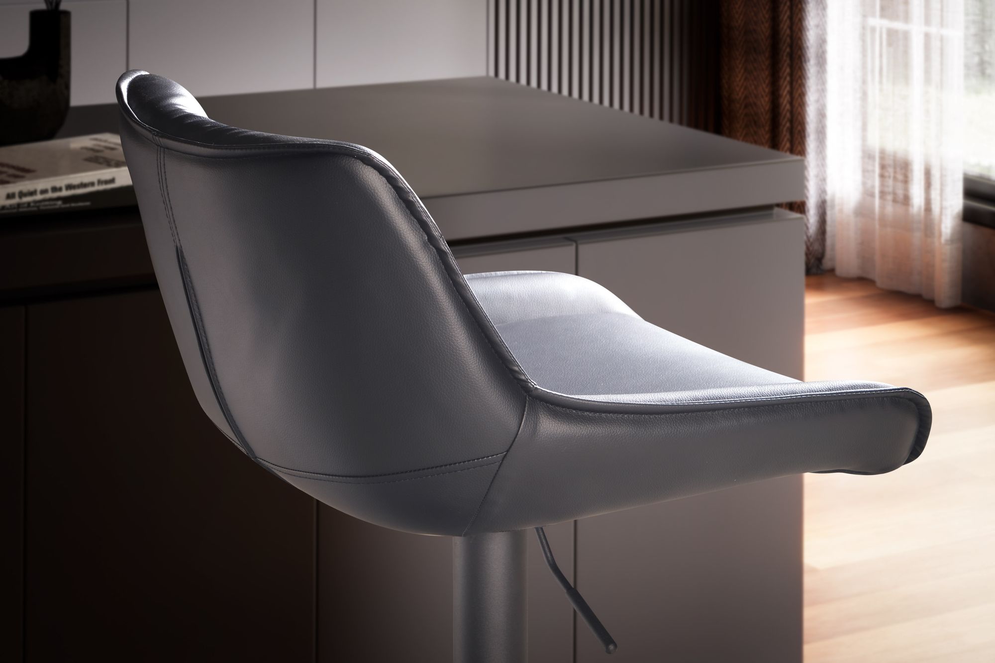 Barhocker FineBuy Küchenhocker Kunstleder Schwarz Hocker Bistrohocker Barstuhl – Ansicht 5