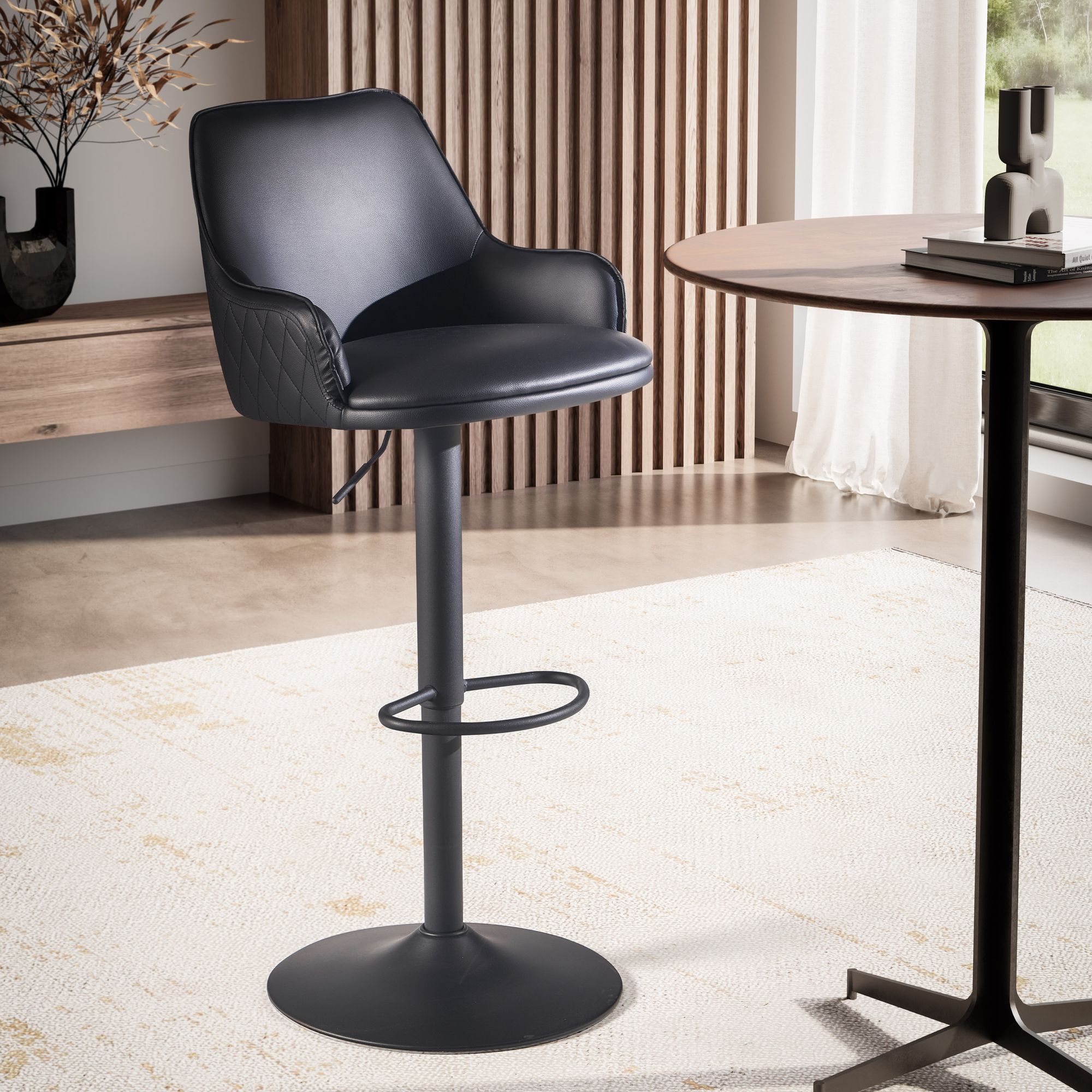 Barhocker FineBuy Küchenhocker Kunstleder Schwarz Hocker Bistrohocker Barstuhl – Ansicht 1