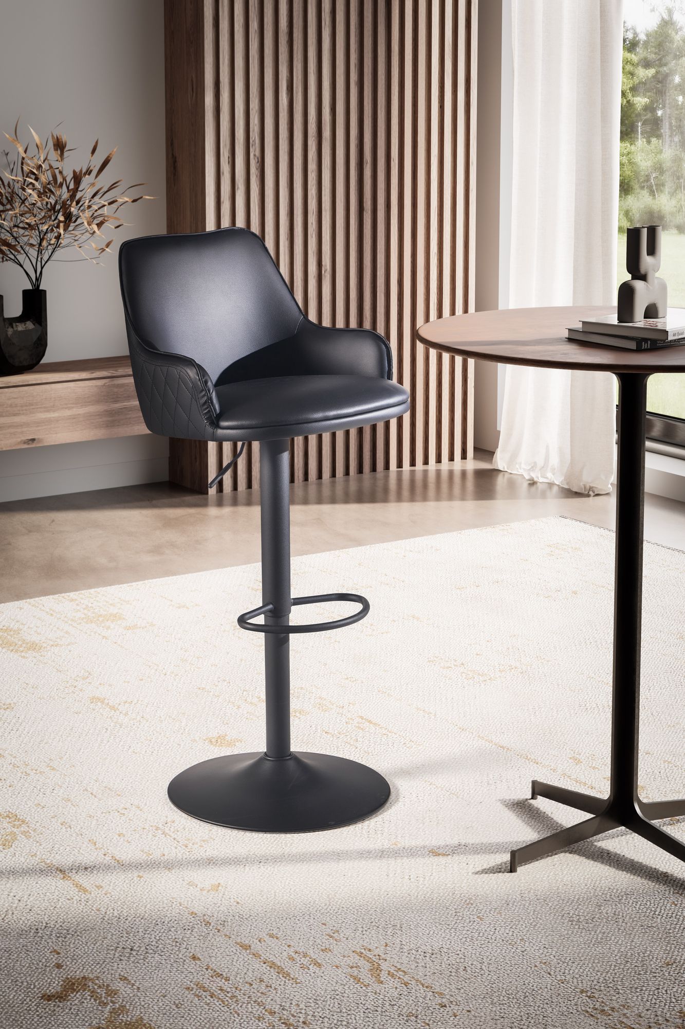 Barhocker FineBuy Küchenhocker Kunstleder Schwarz Hocker Bistrohocker Barstuhl – Ansicht 2