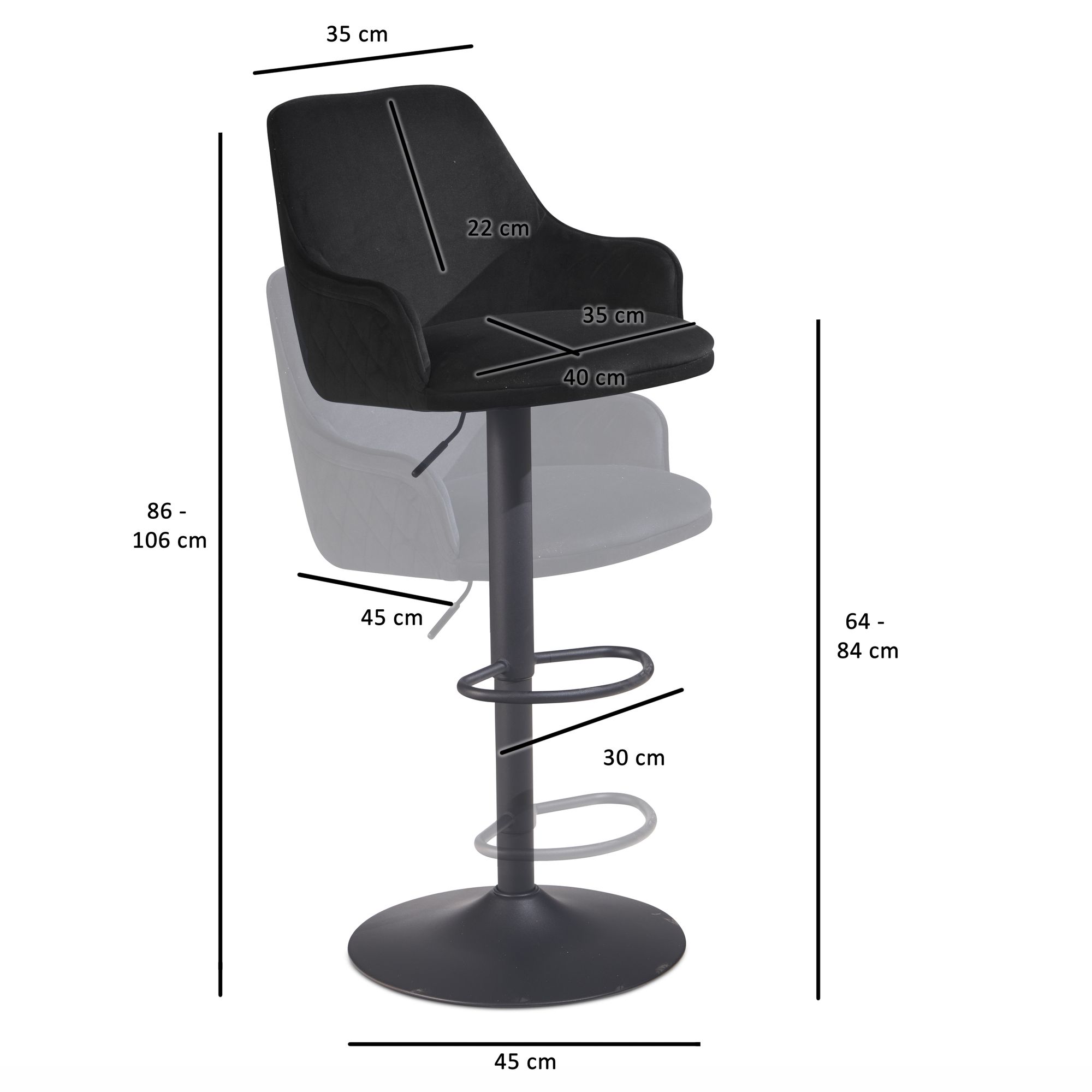 Barhocker FineBuy Küchenhocker Samt Hocker Bistrohocker Barstuhl Drehbar Modern – Ansicht 3