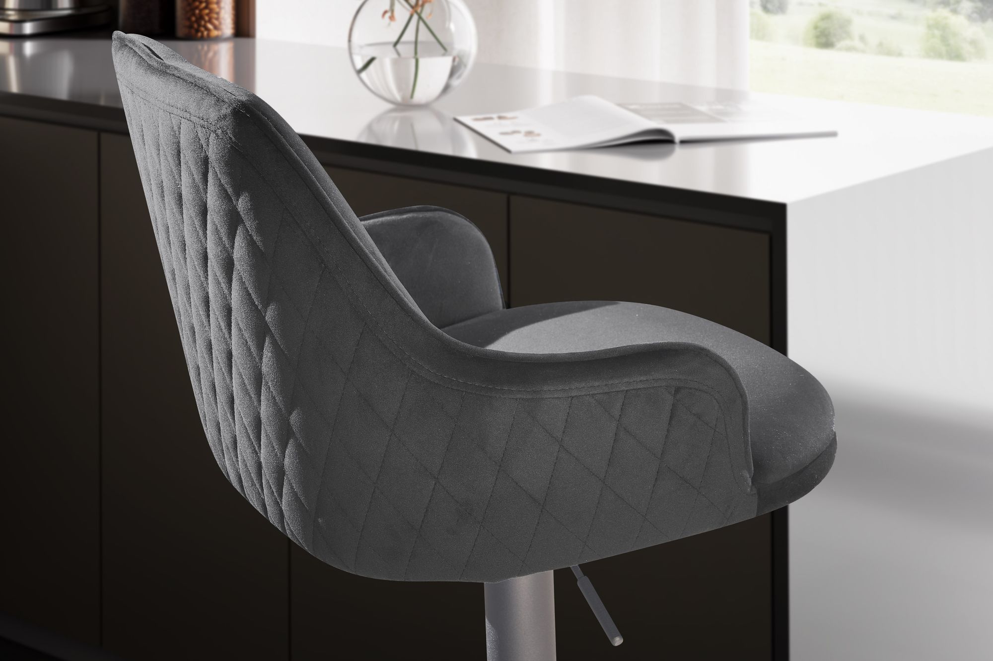 Barhocker FineBuy Küchenhocker Samt Hocker Bistrohocker Barstuhl Drehbar Modern – Ansicht 5