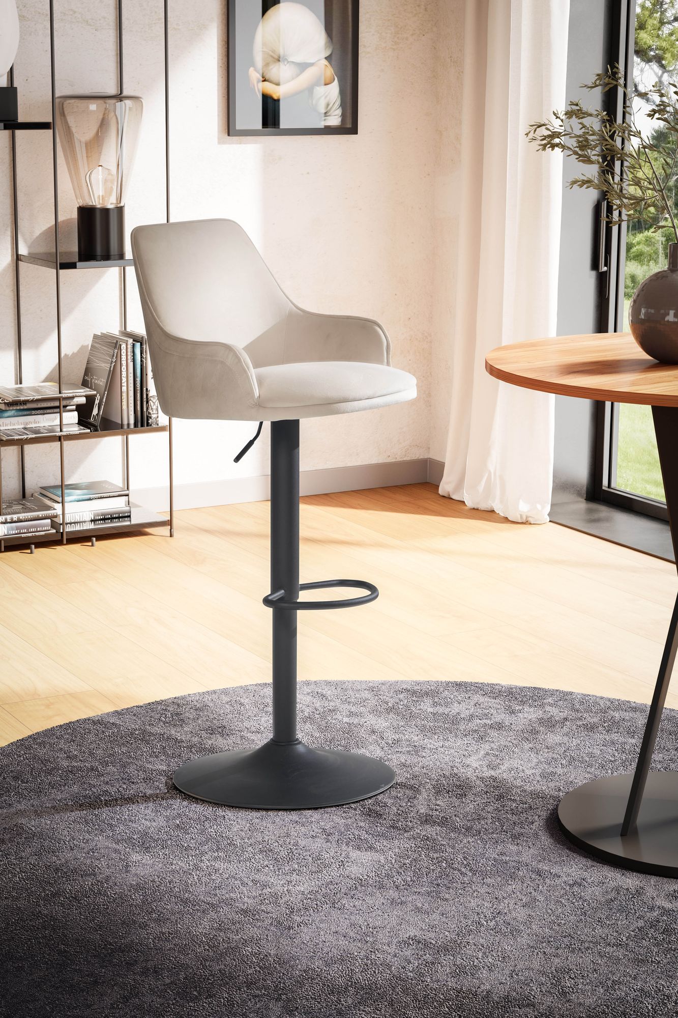 Barhocker FineBuy Küchenhocker Samt Hocker Bistrohocker Barstuhl Drehbar Modern – Ansicht 2