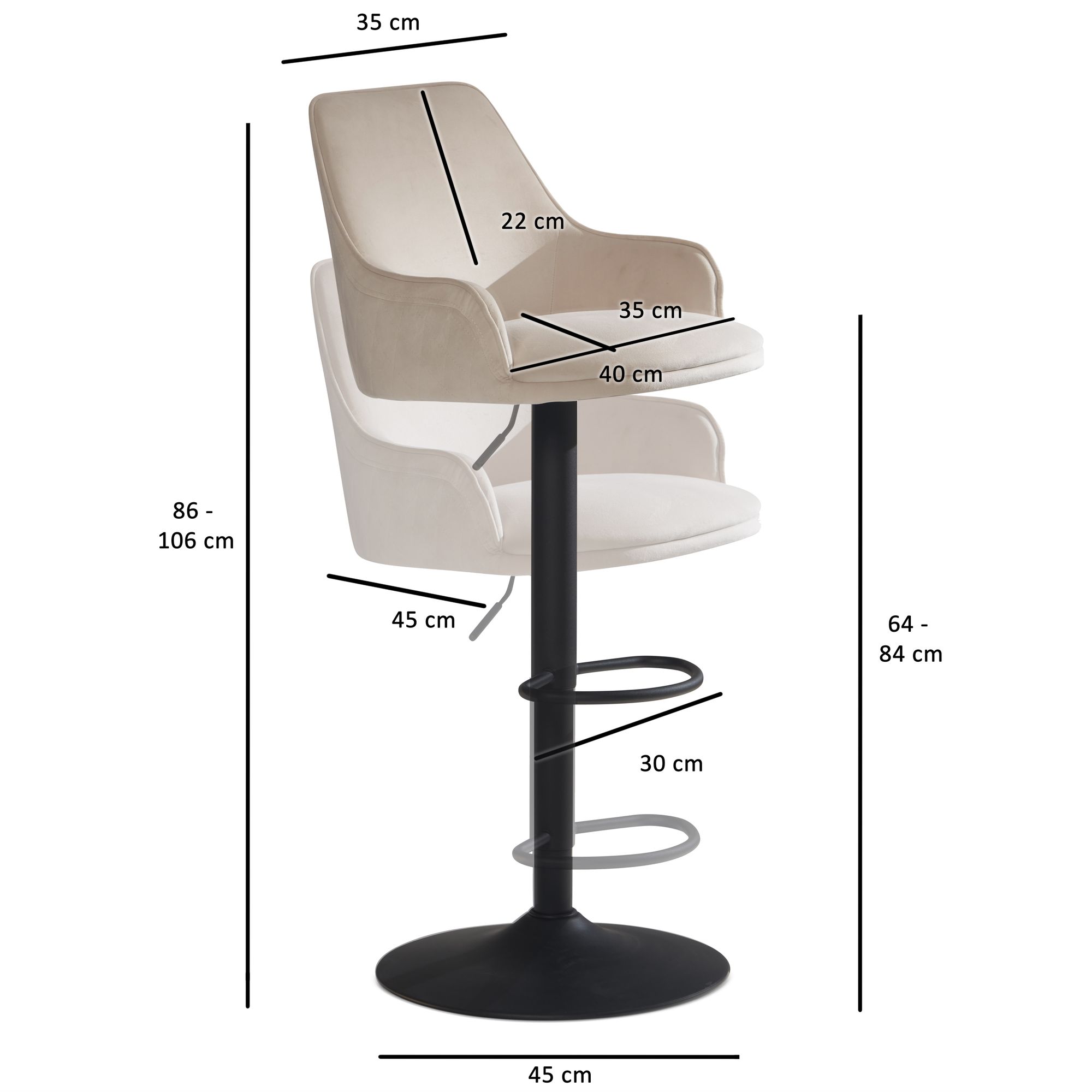 Barhocker FineBuy Küchenhocker Samt Hocker Bistrohocker Barstuhl Drehbar Modern – Ansicht 3