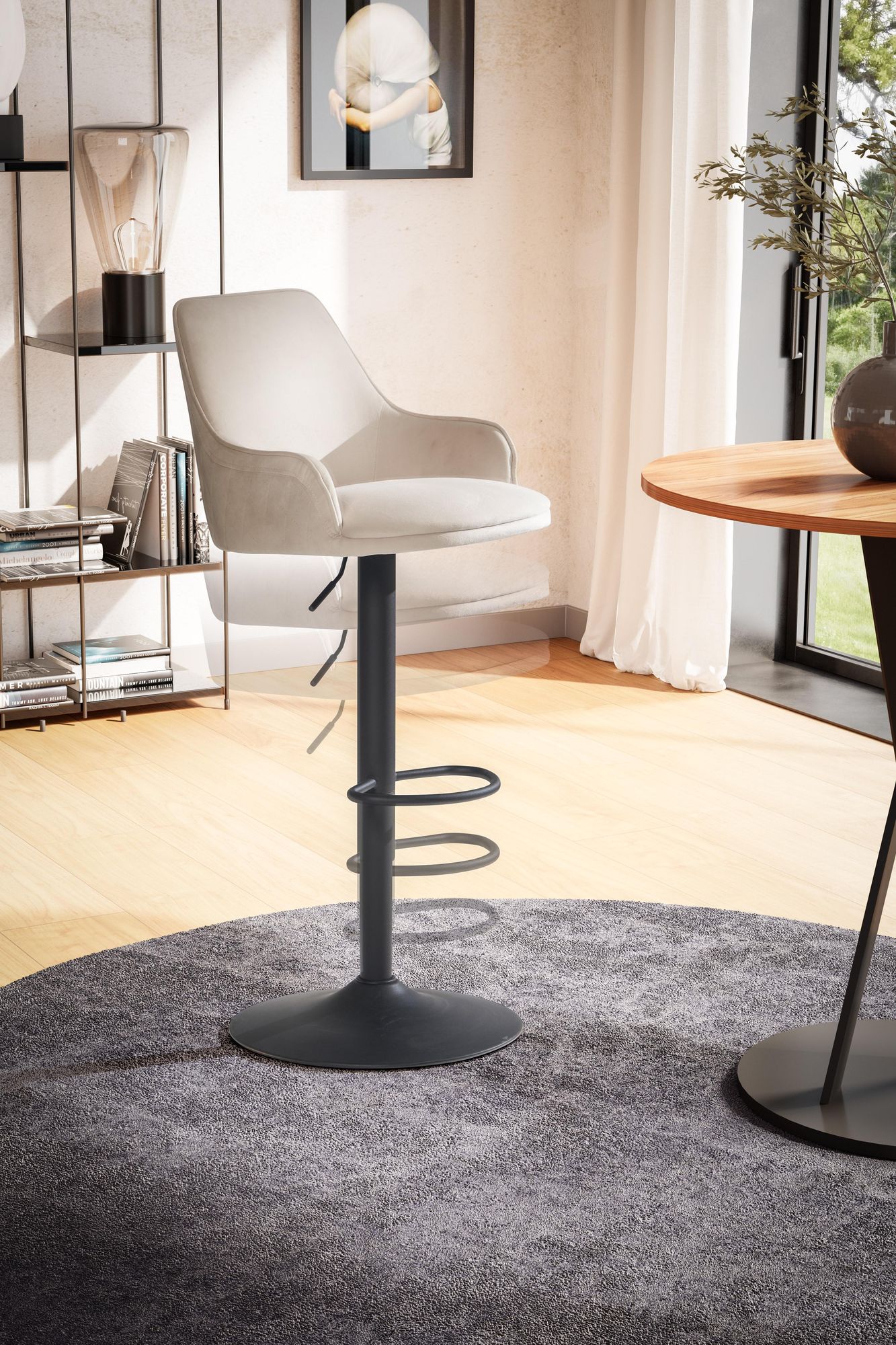 Barhocker FineBuy Küchenhocker Samt Hocker Bistrohocker Barstuhl Drehbar Modern – Ansicht 4