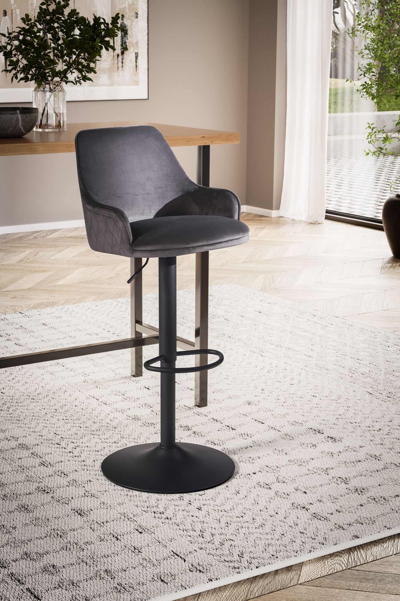 Barhocker FineBuy Küchenhocker Samt Hocker Bistrohocker Barstuhl Drehbar Modern – Ansicht 2