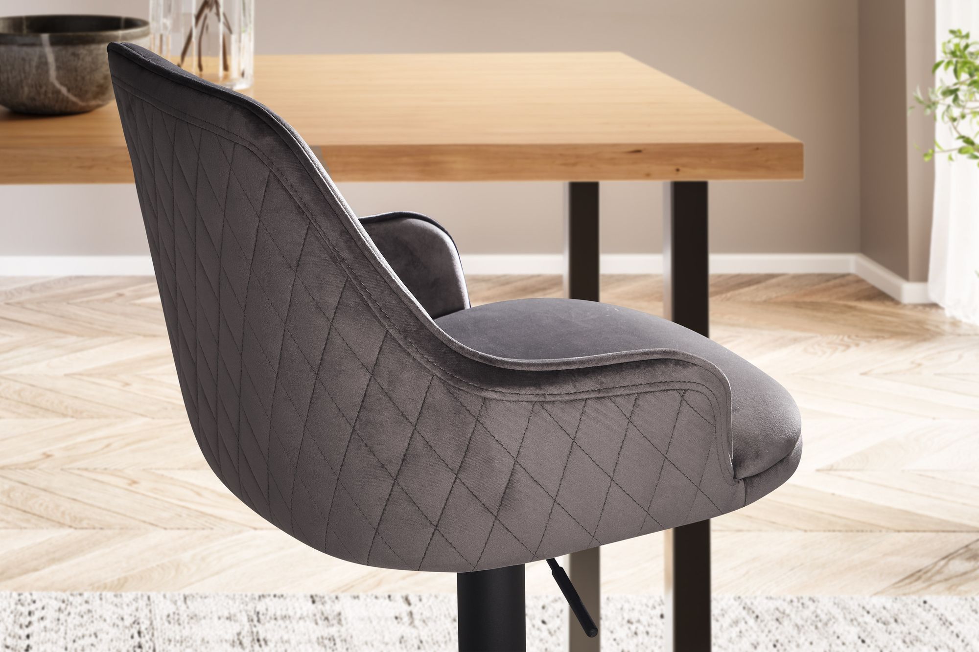 Barhocker FineBuy Küchenhocker Samt Hocker Bistrohocker Barstuhl Drehbar Modern – Ansicht 5