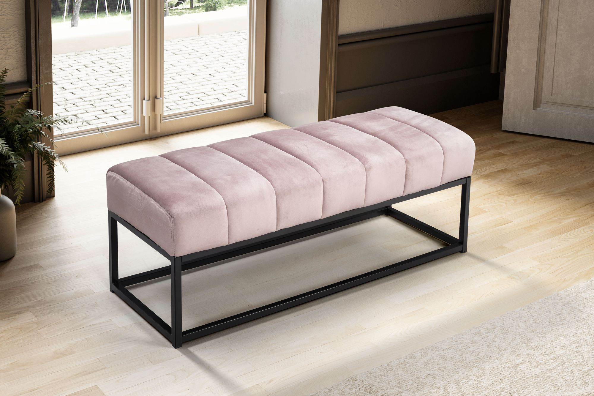 Sitzbank FineBuy Polsterbank Samt 108 cm Bettbank Flurbank Modern Bank Garderobe – Ansicht 2
