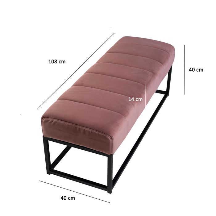 Sitzbank FineBuy Polsterbank Samt 108 cm Bettbank Flurbank Modern Bank Garderobe – Maßzeichnung