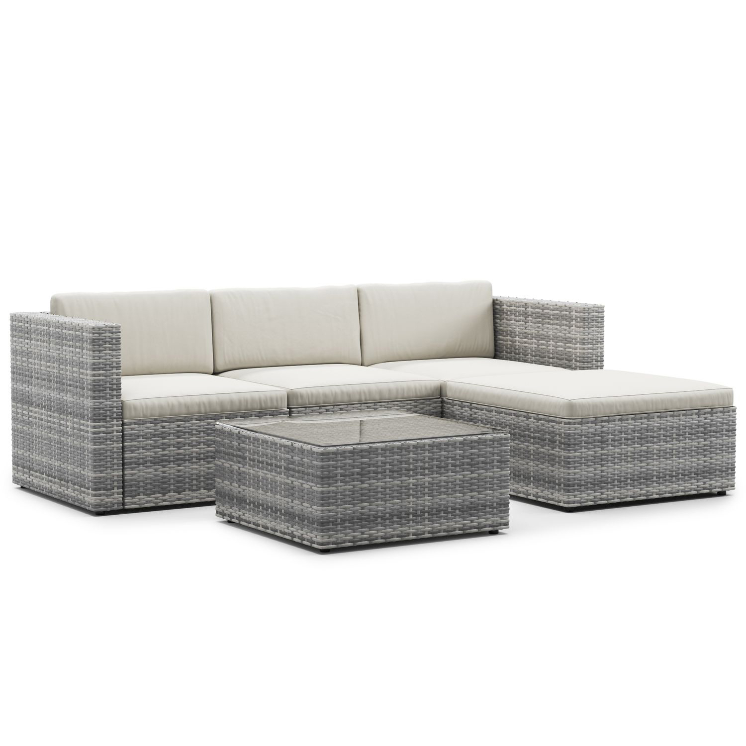 Rattanlounge MALIBU grau/beige