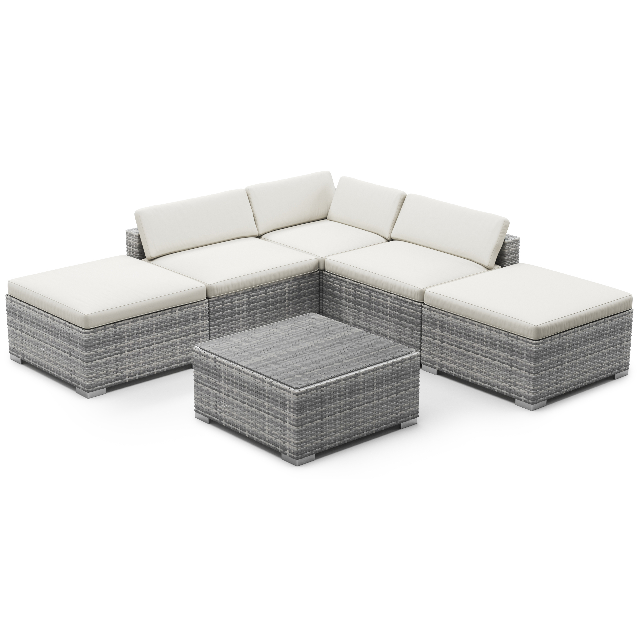 Rattanlounge TEXAS grau/weiss