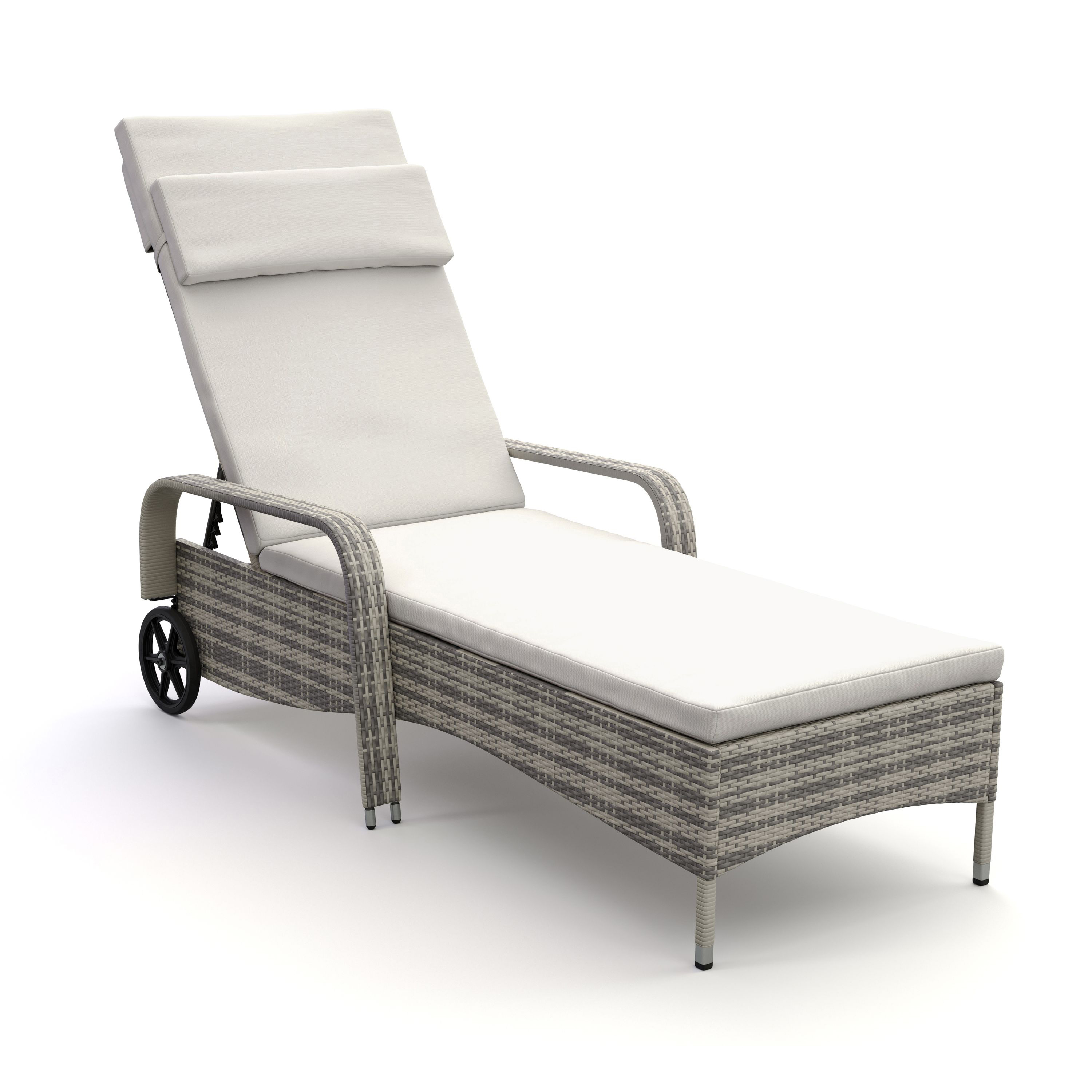 Liegestuhl Rattan MAYA grau