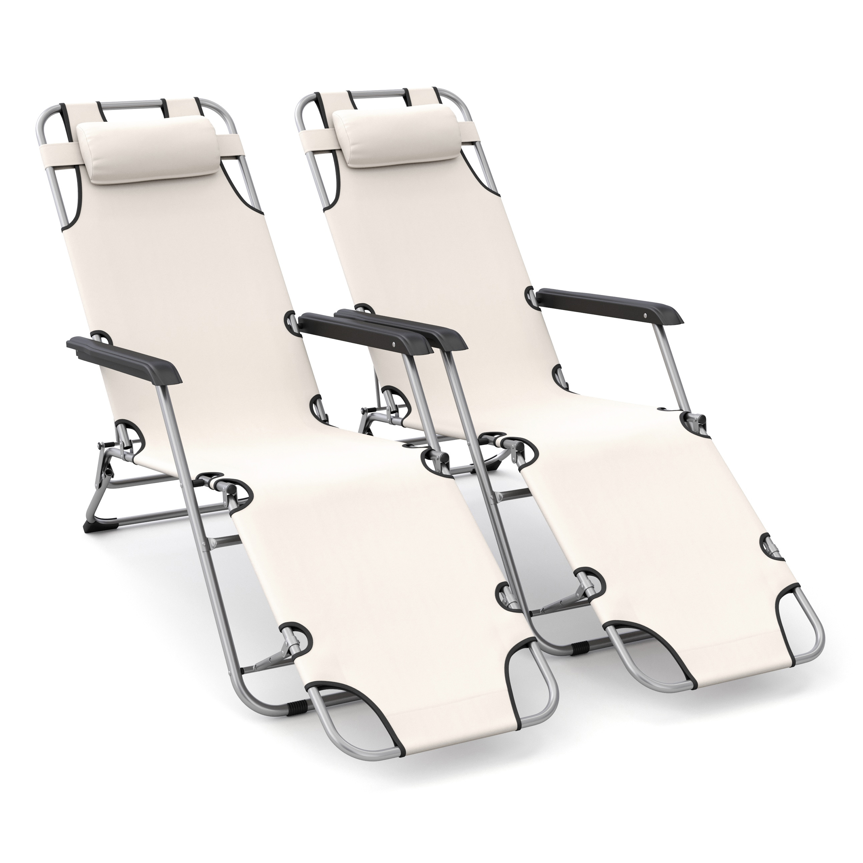 Liegestuhl Campingstuhl beige 2er Set