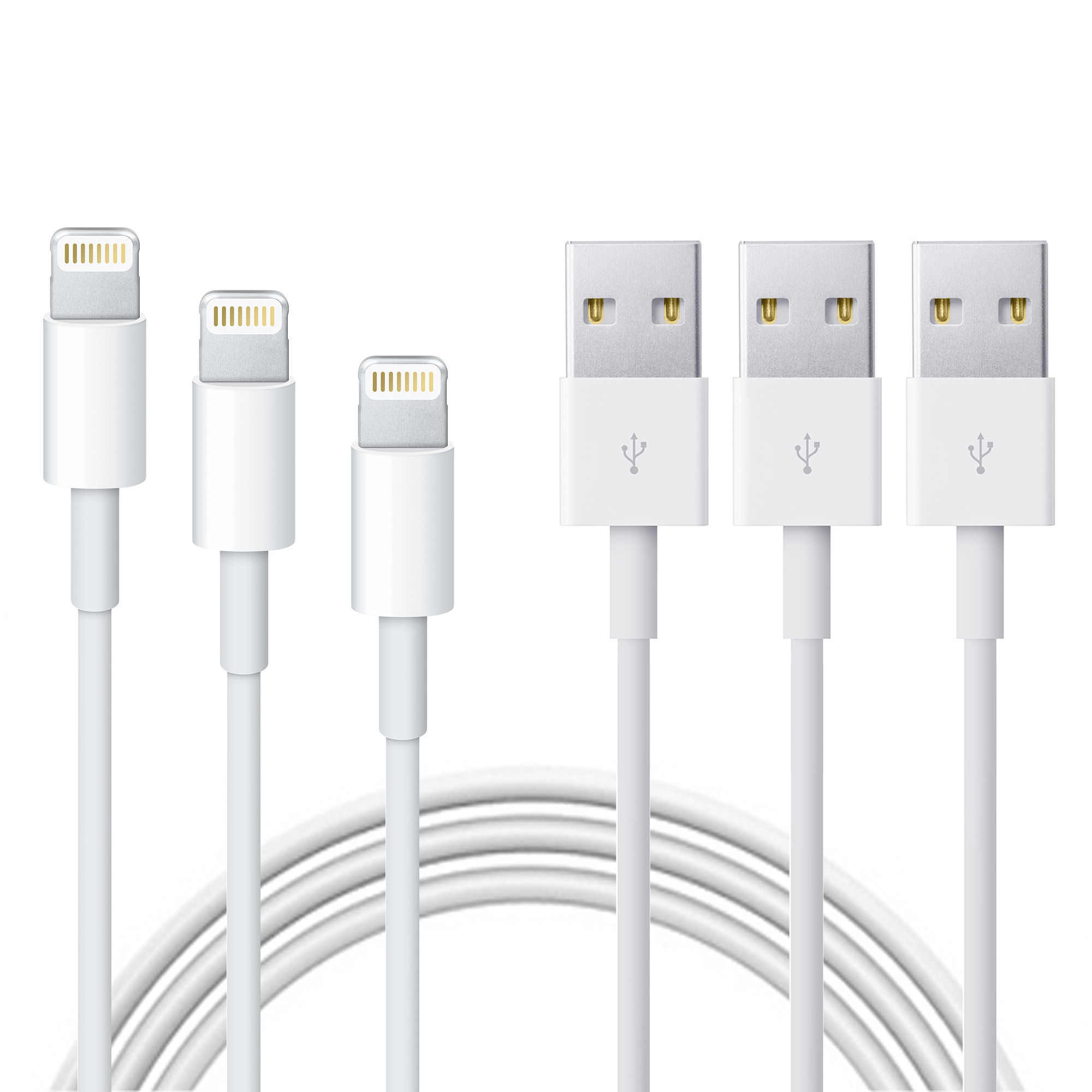 Ladekabel für iPhone 3 m weiss 3er Set