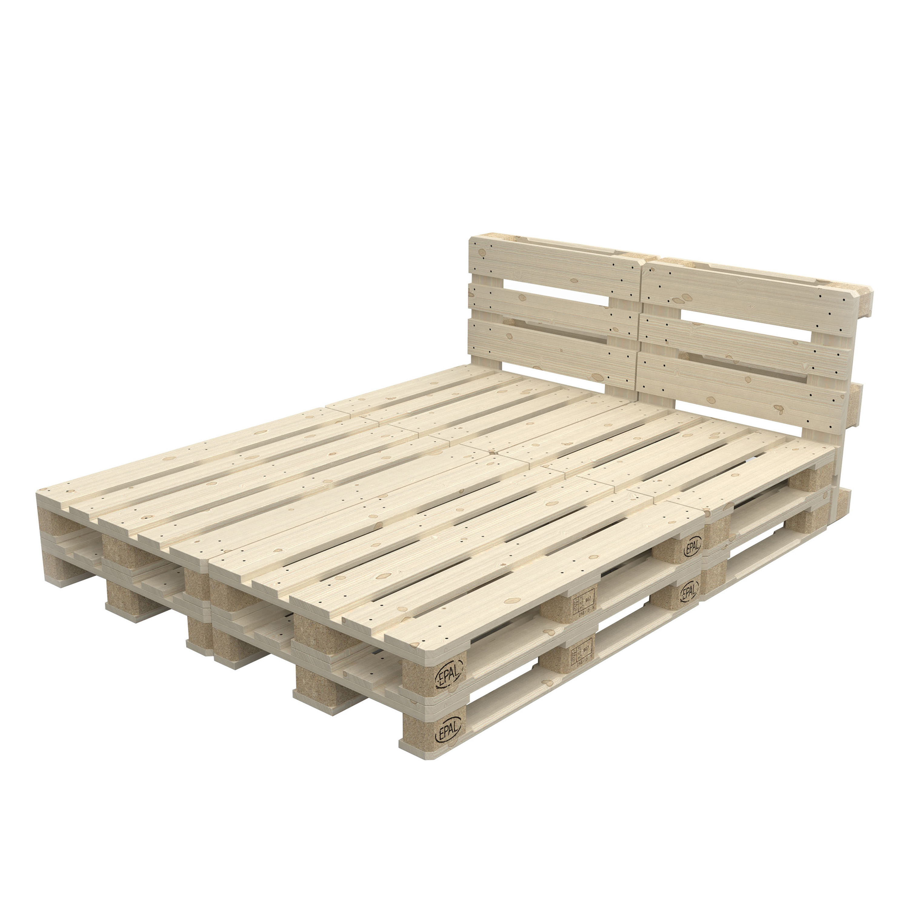 Palettenbett 160 x 200 cm mit Kopfteil