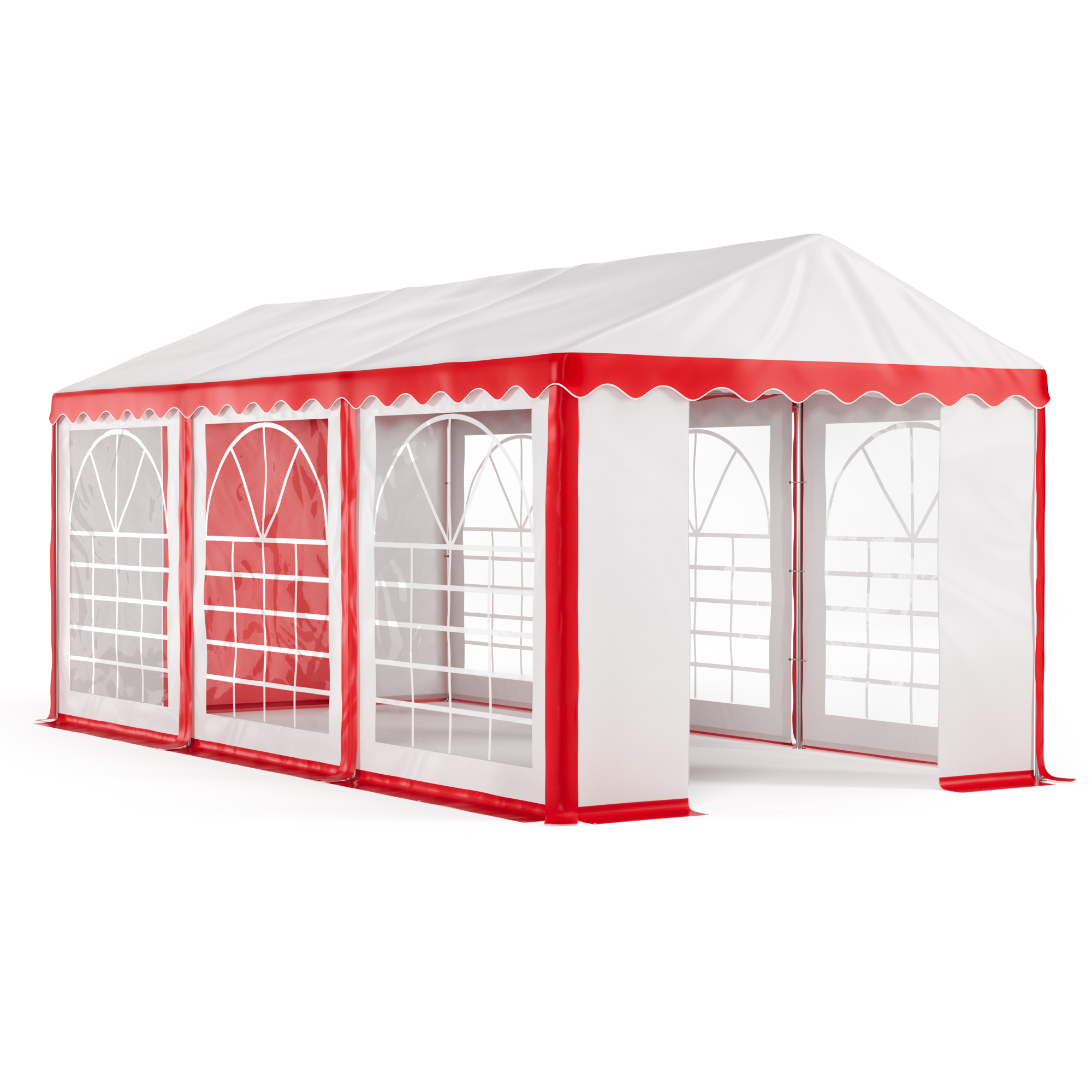 Profi PVC Partyzelt 3 x 6 m rot/weiss