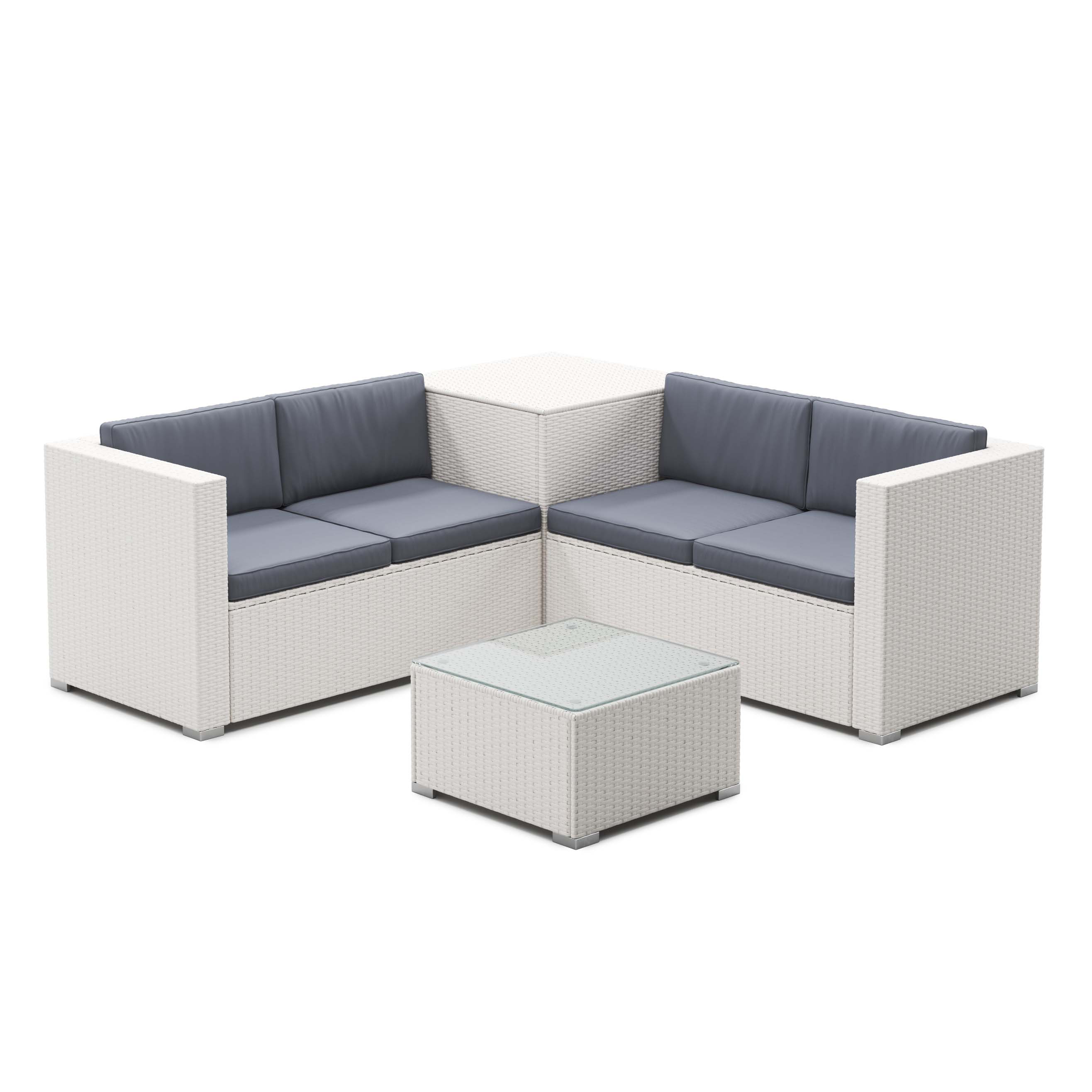 Rattanlounge SAN MARINO weiss/anthrazit
