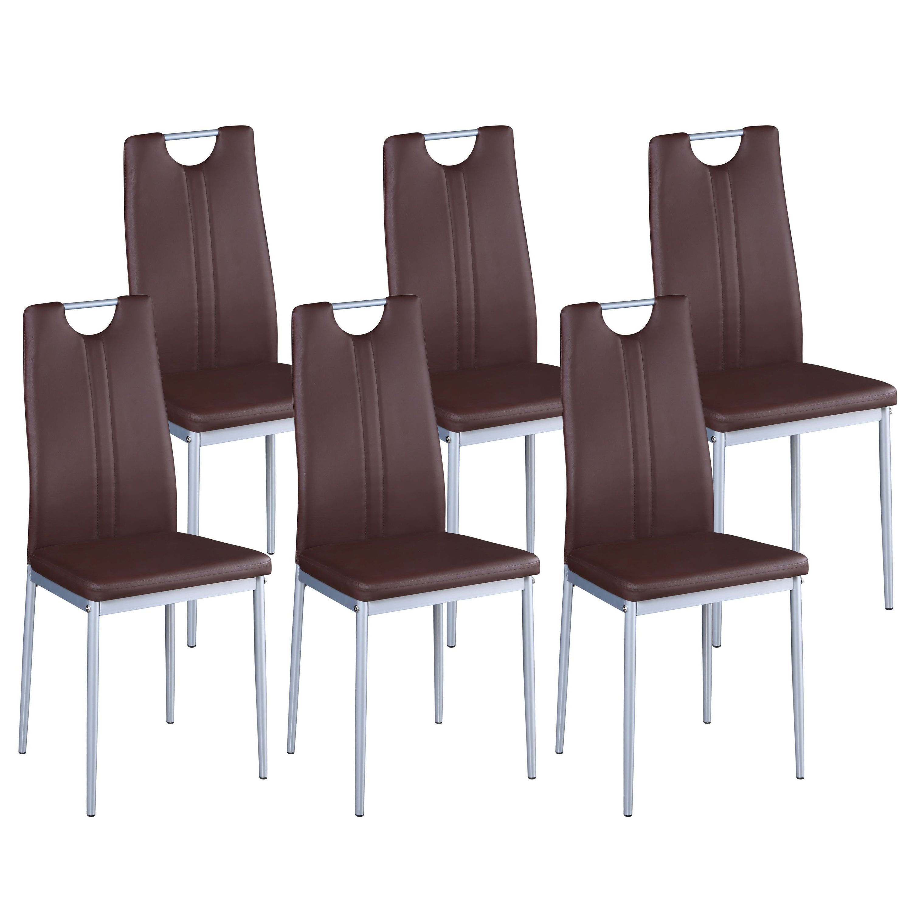 Esszimmerstuhl Leder IVO 6er Set braun