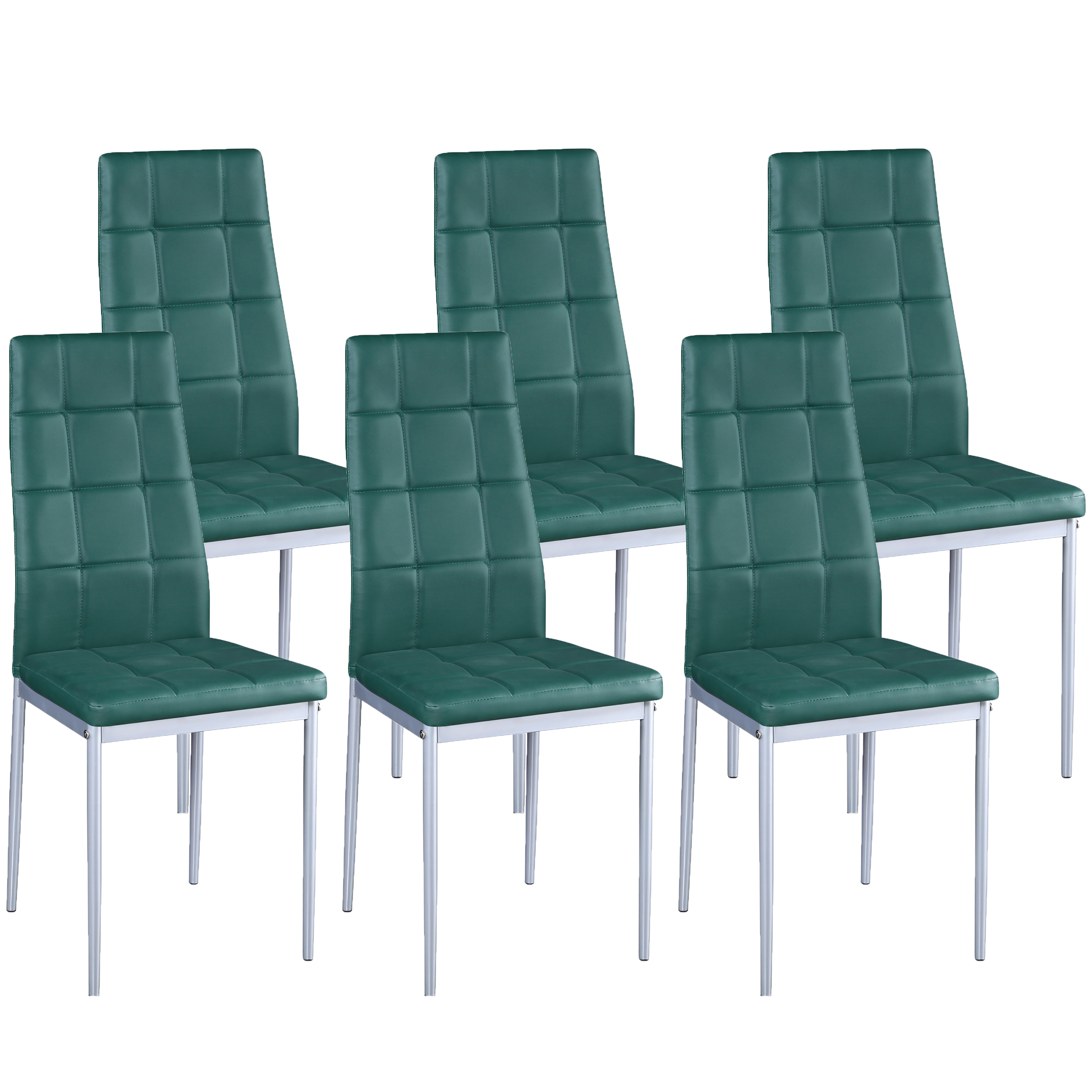 Esszimmerstuhl Leder MARC 6er Set grün