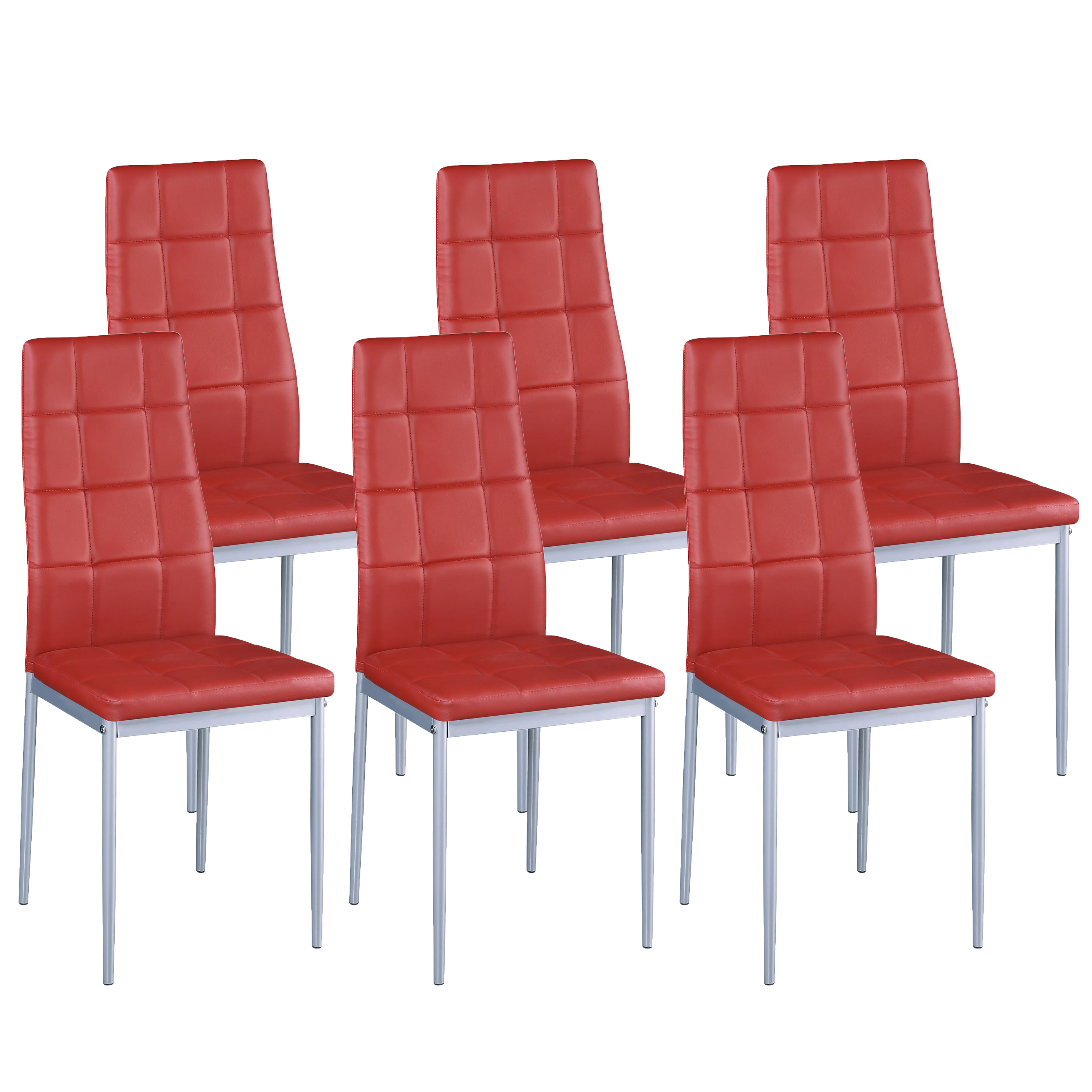 Esszimmerstuhl Leder MARC 6er Set rot