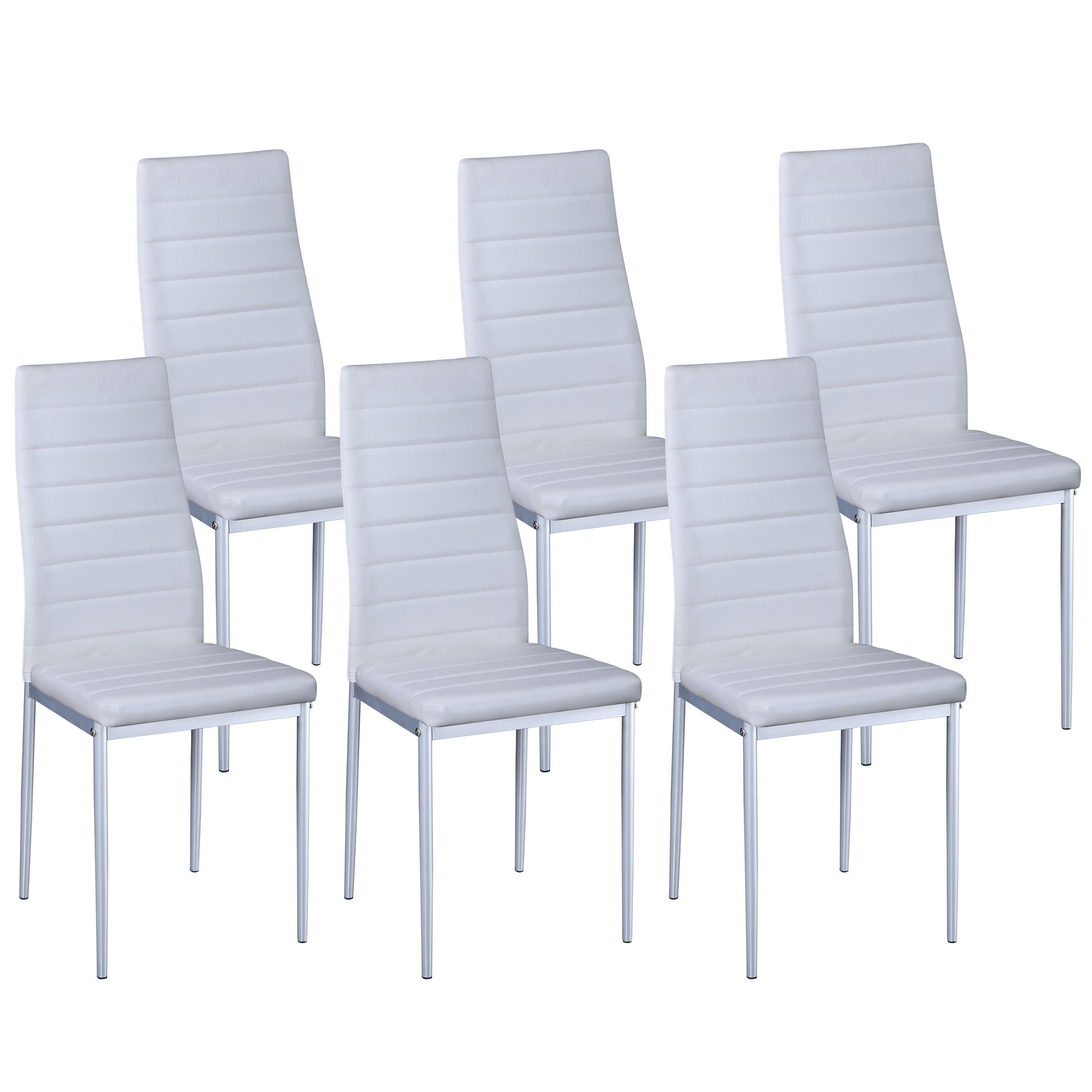 Esszimmerstuhl Leder TIM 6er Set weiss