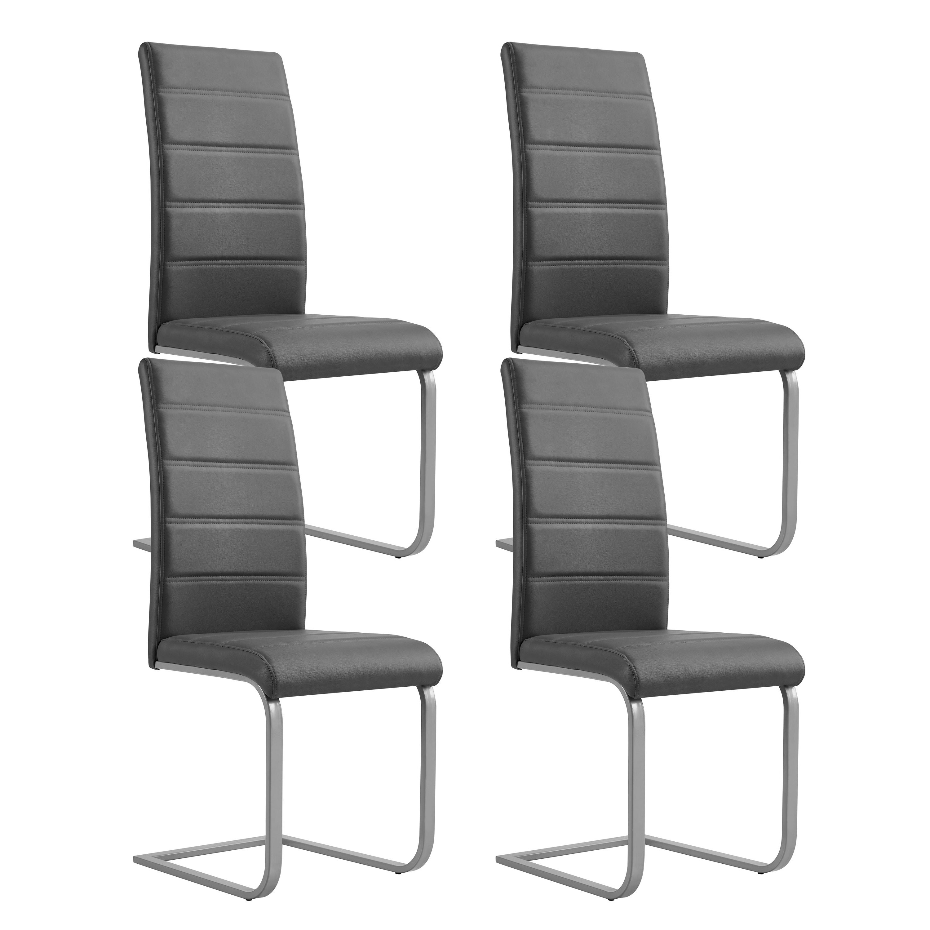 Esszimmerstuhl Leder LEO 4er Set grau