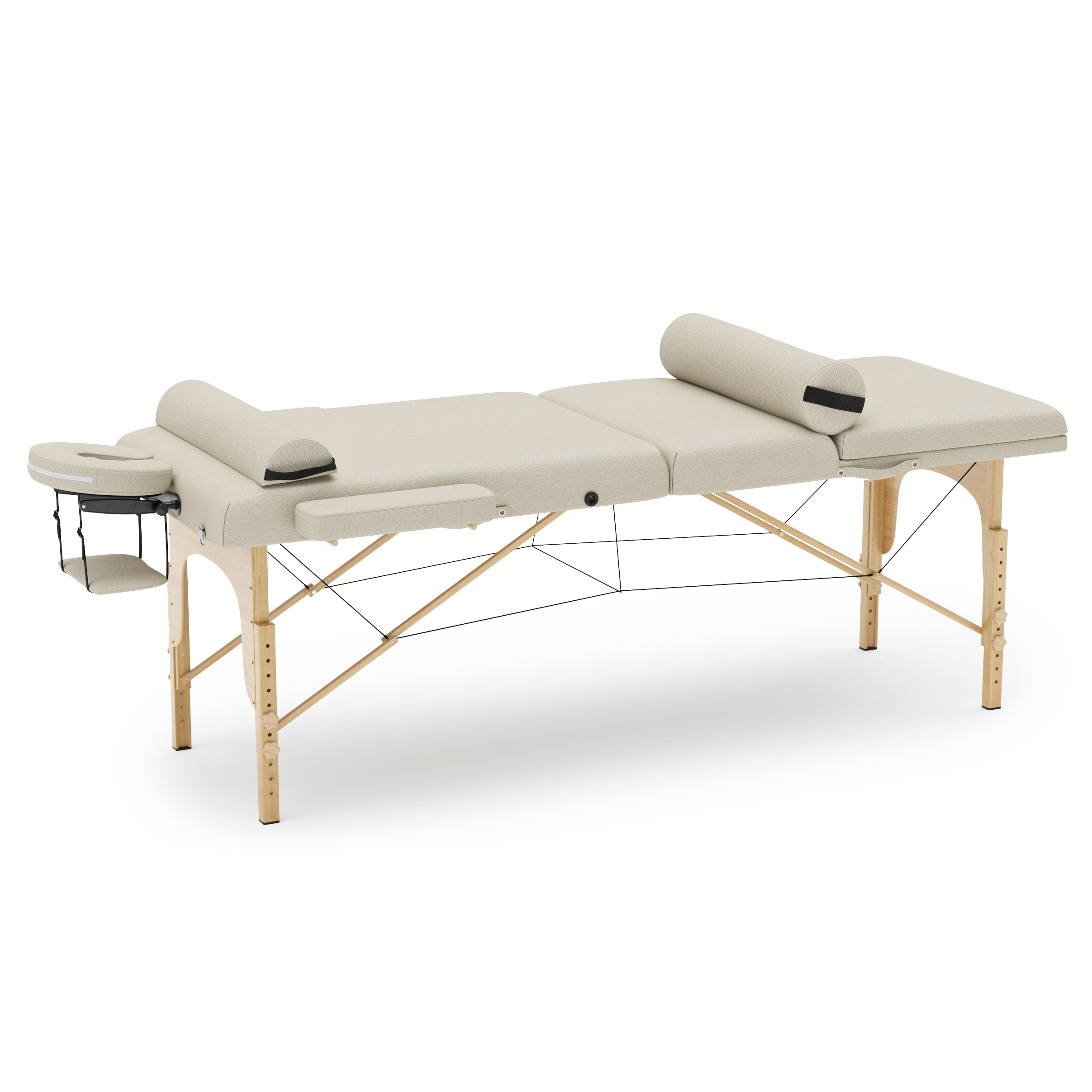Massageliege 3-Zonen mit Lagerungsrollen beige