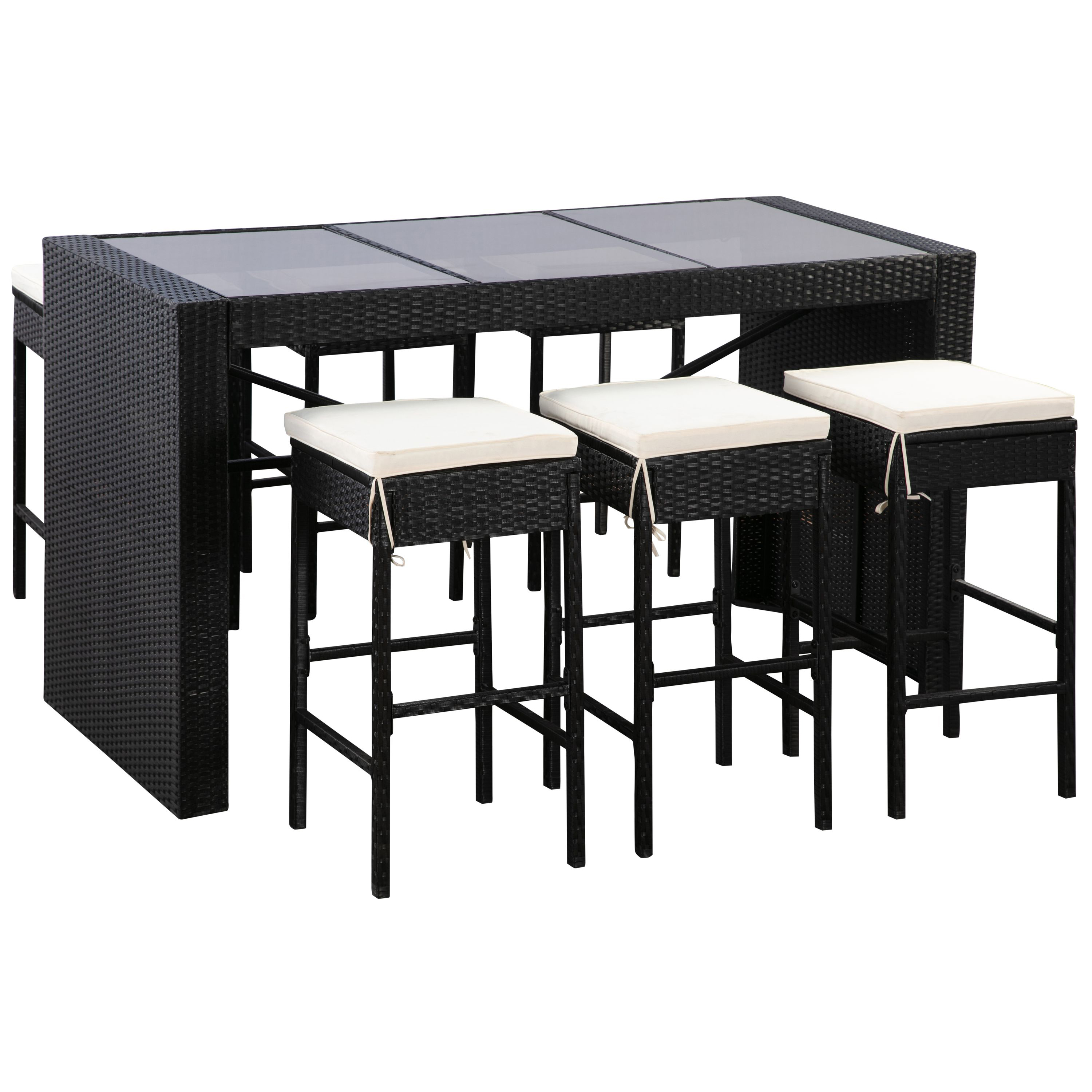 Rattan Bar Set MODENA schwarz