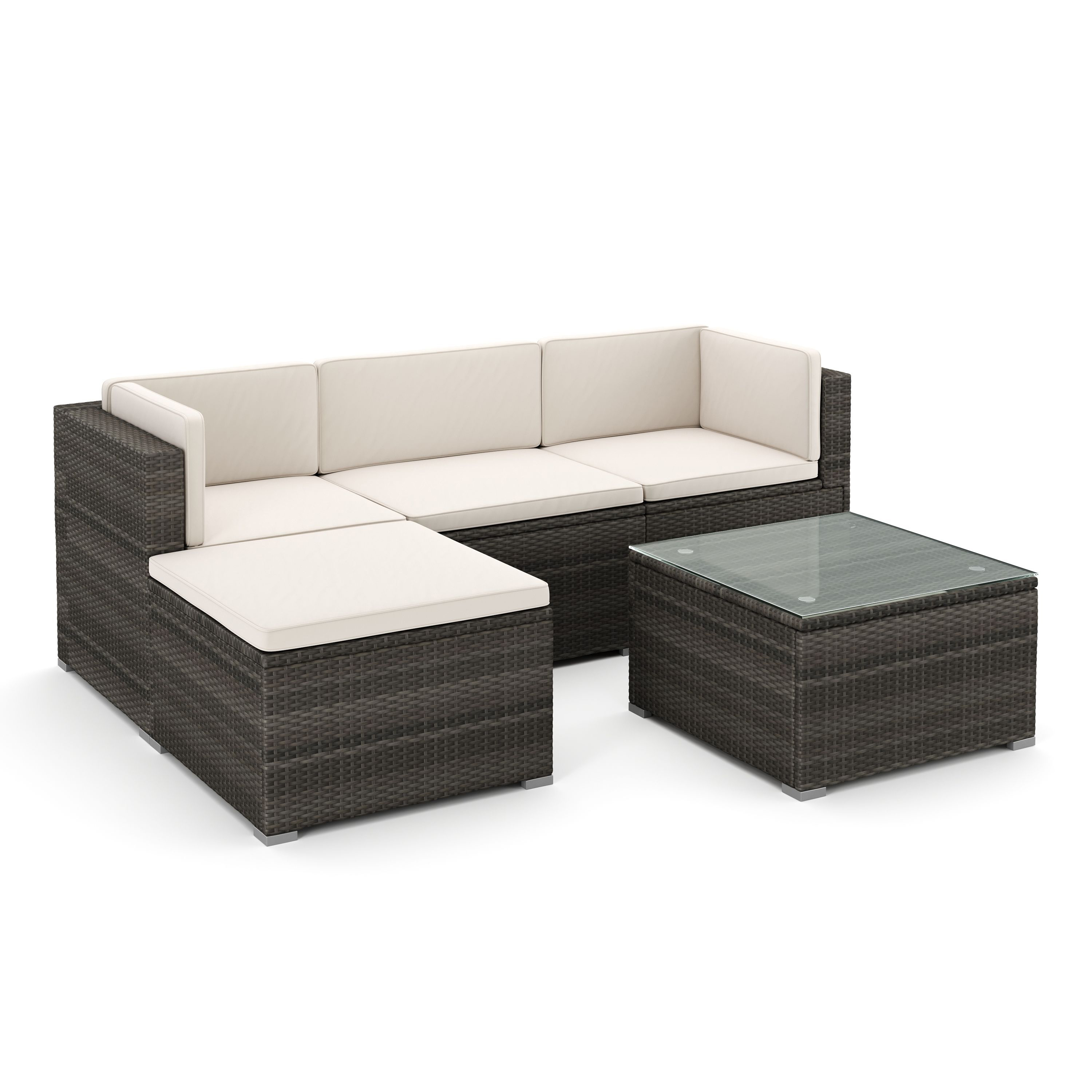 Rattanlounge MILOS grau/beige