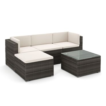 Rattanlounge MILOS grau/beige