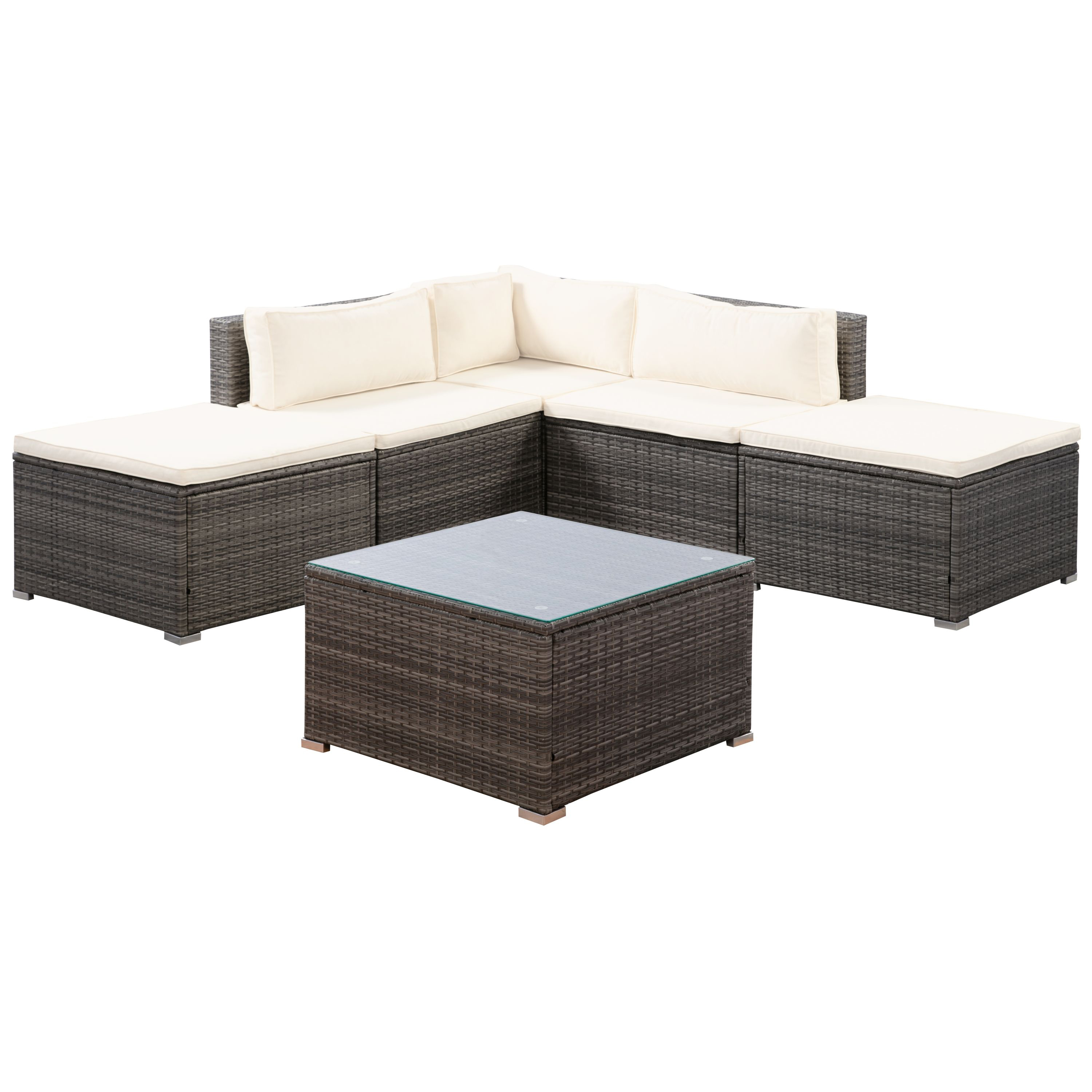 Rattanlounge FARO grau/beige