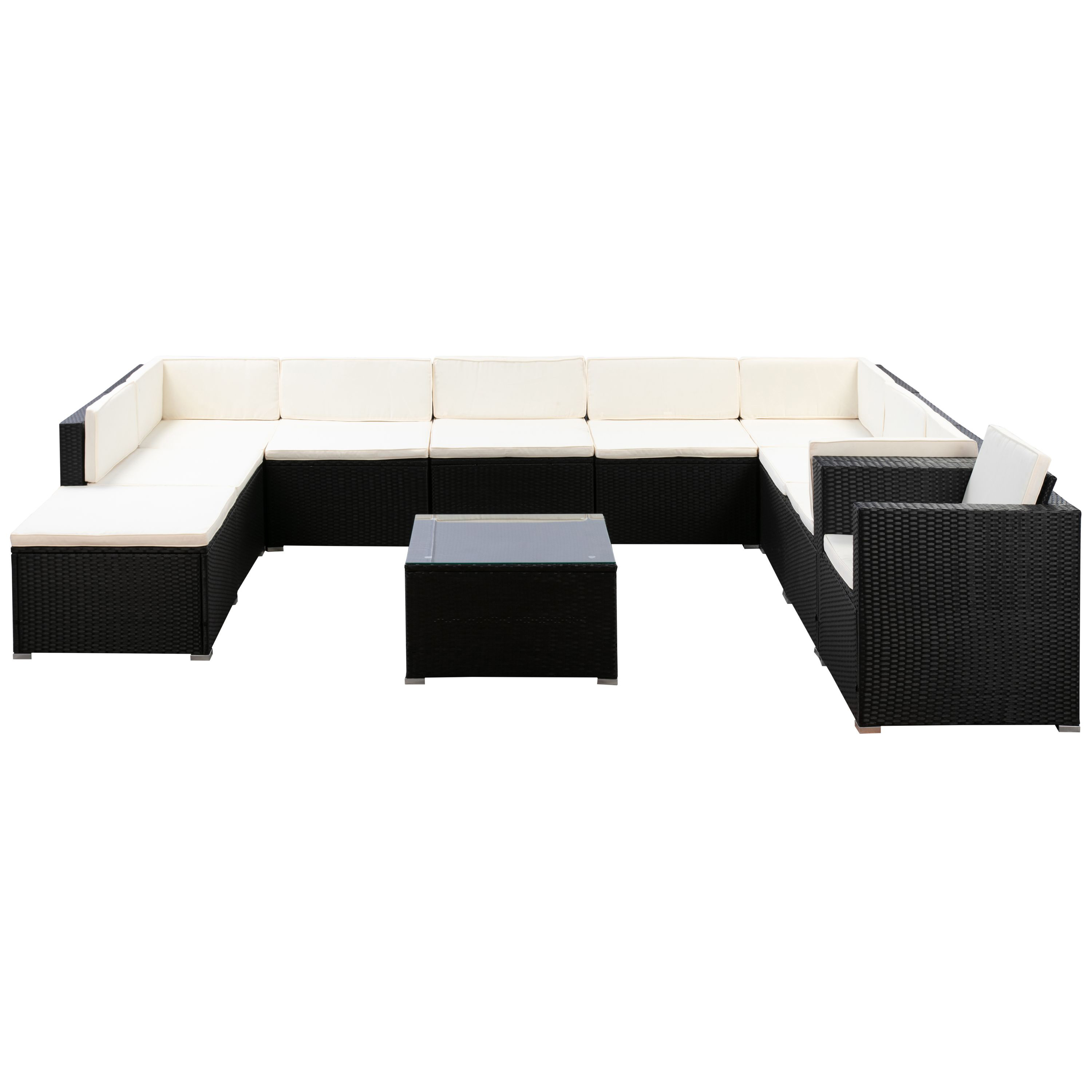 Rattanlounge SANTORINI schwarz/beige
