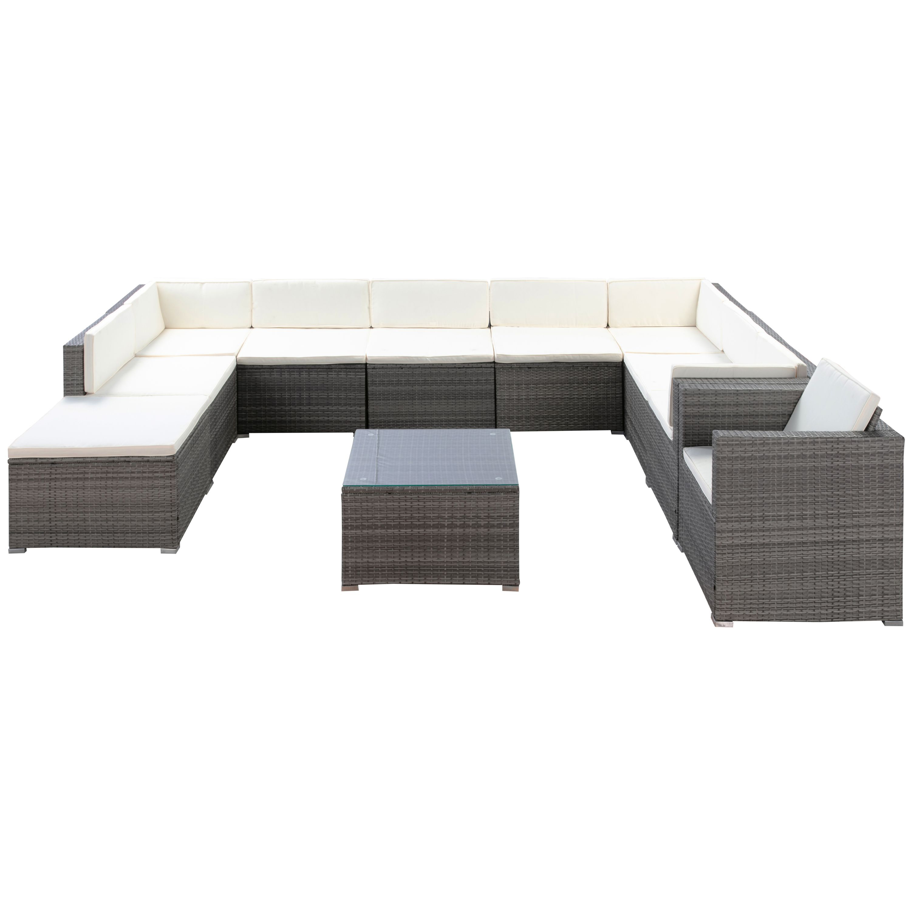 Rattanlounge SANTORINI grau/beige