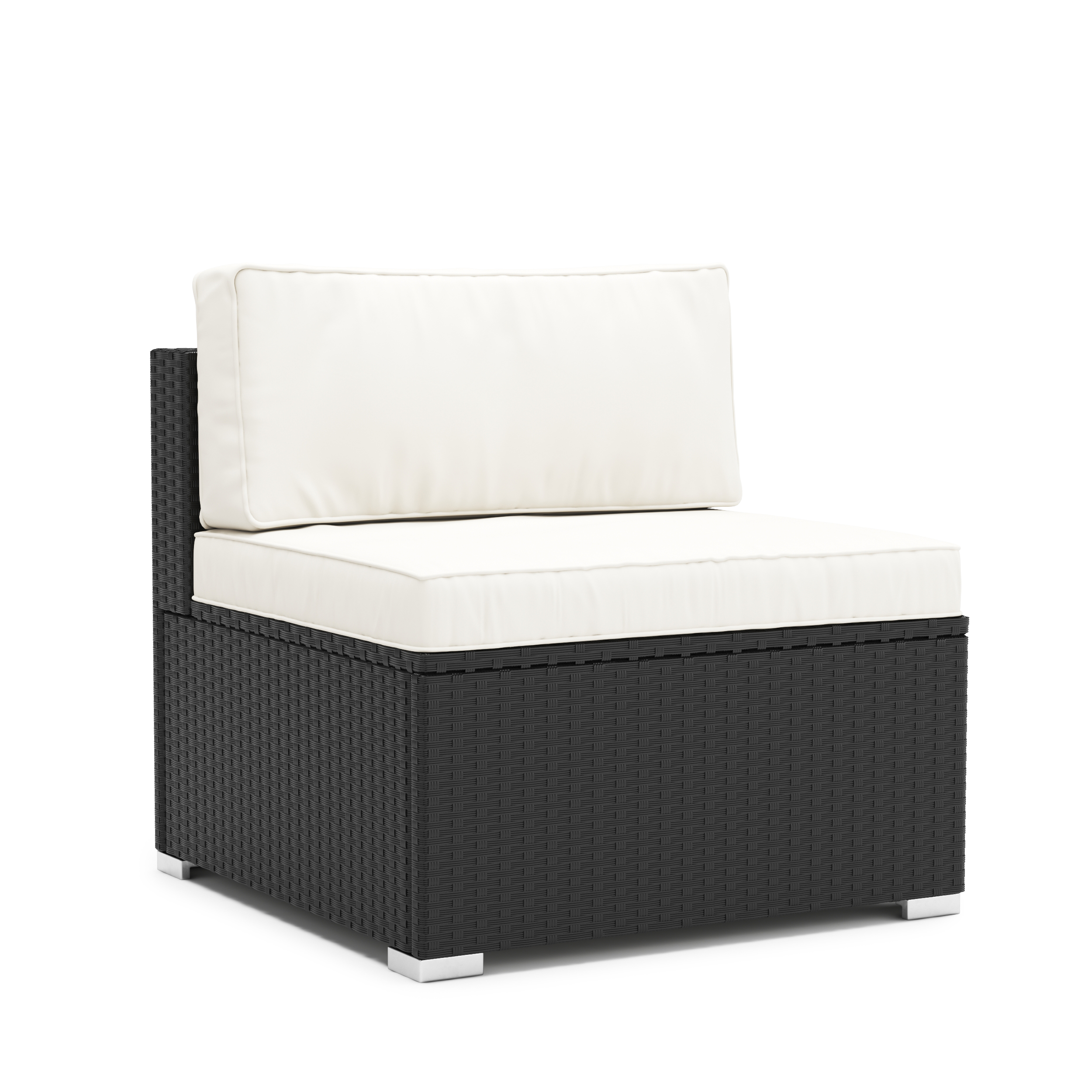 Mittelteil Rattanlounge KRETA schwarz/weiss