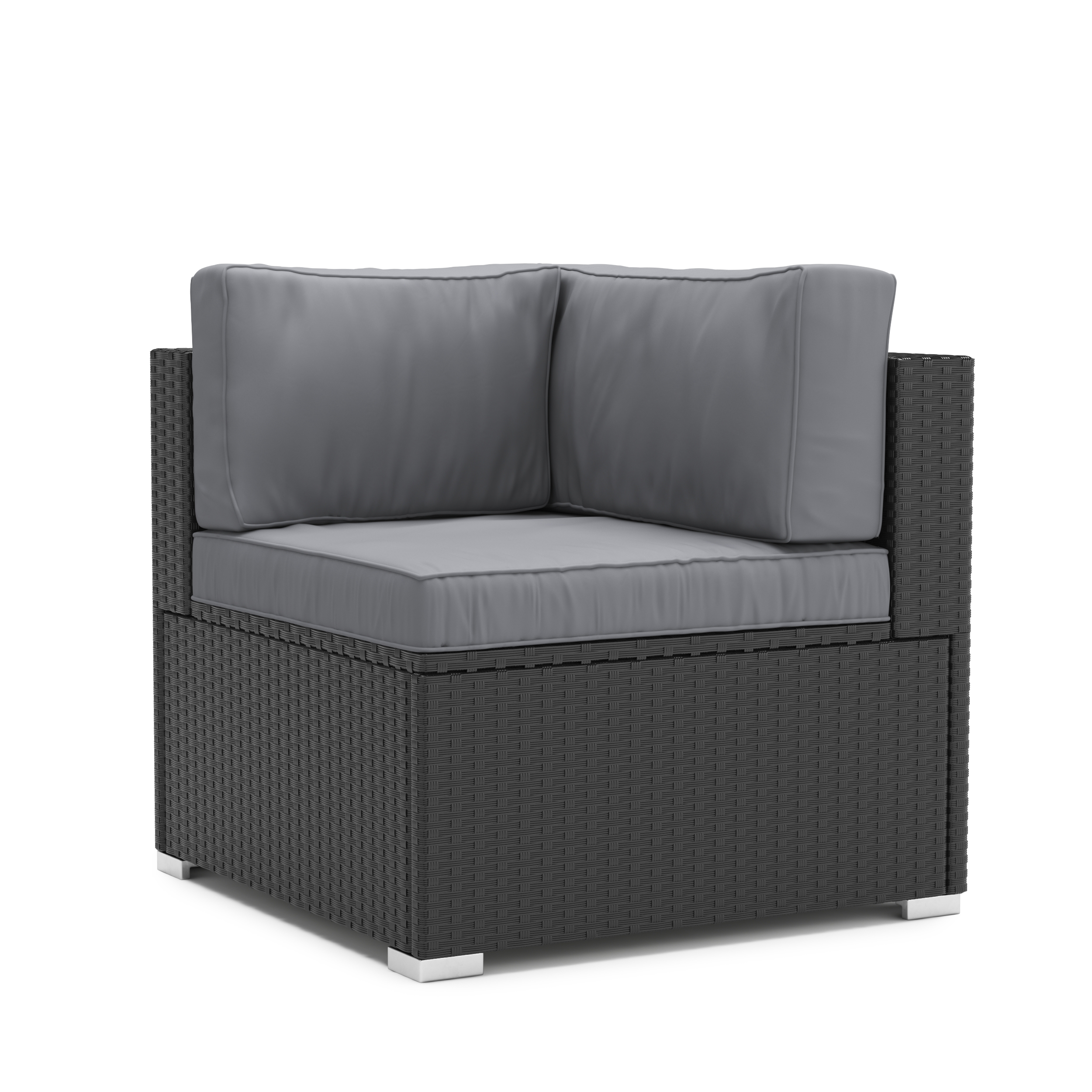 Eckteil Rattanlounge KRETA schwarz/anthrazit