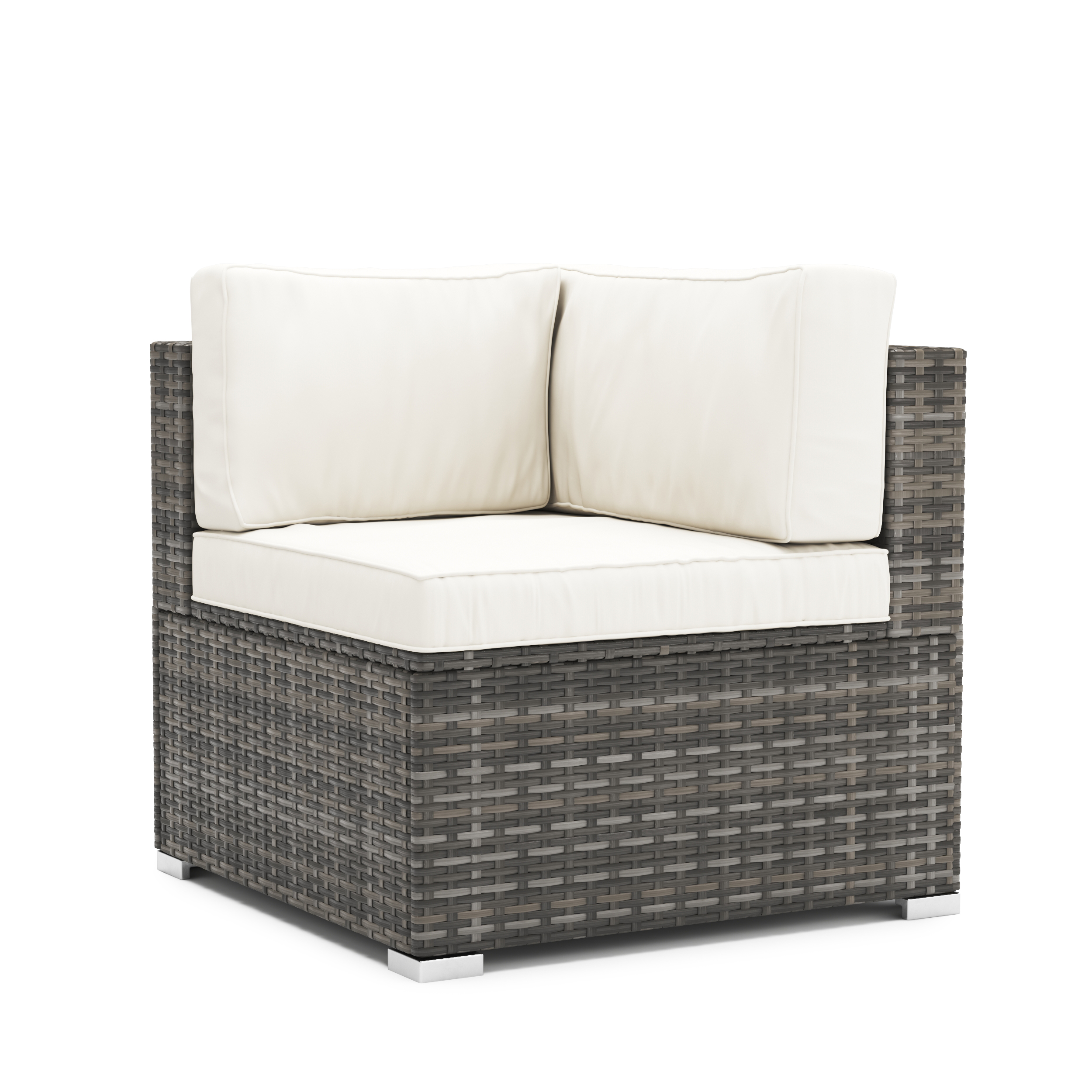 Eckteil Rattanlounge KRETA grau/weiss