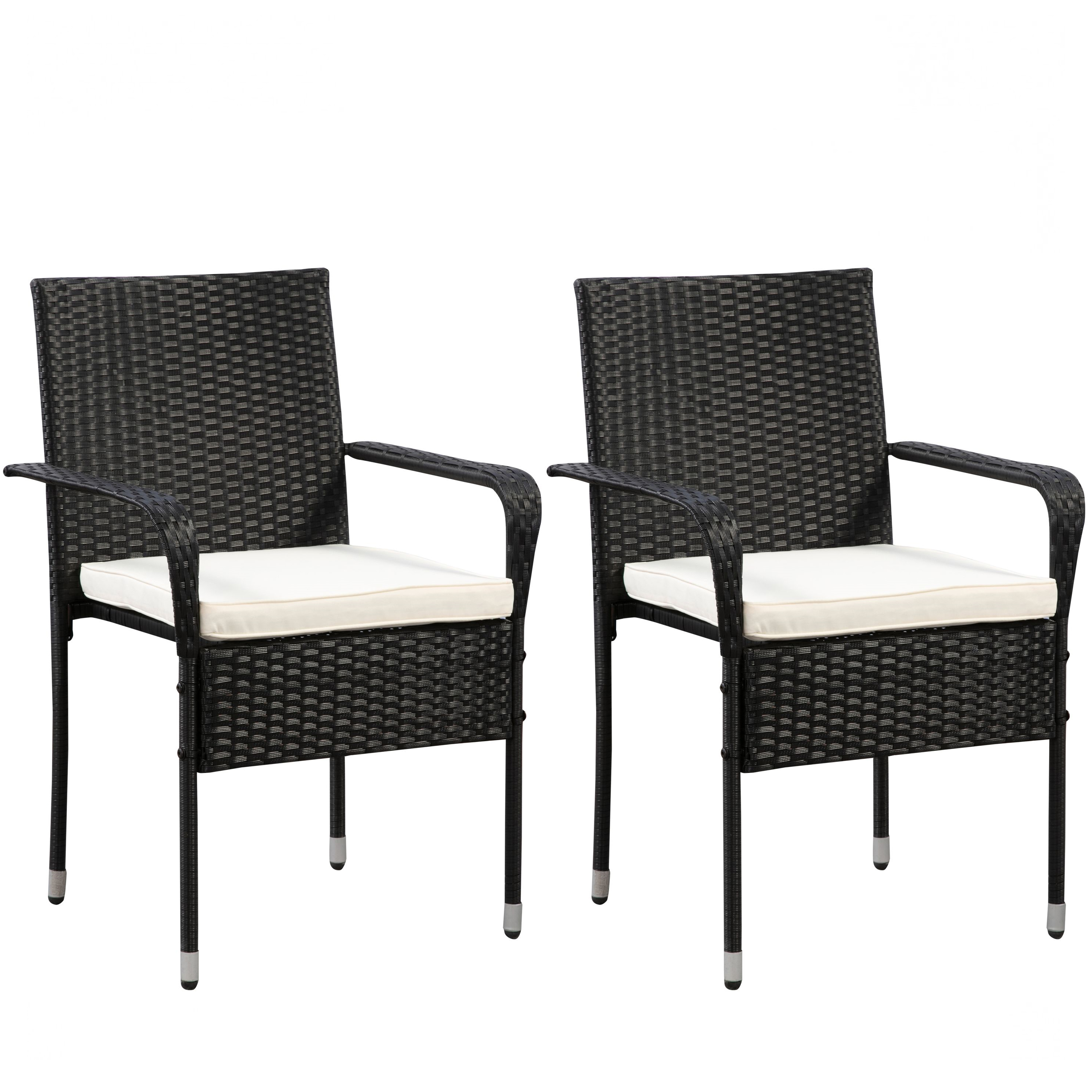 Rattanstühle MALAGA 2er Set schwarz