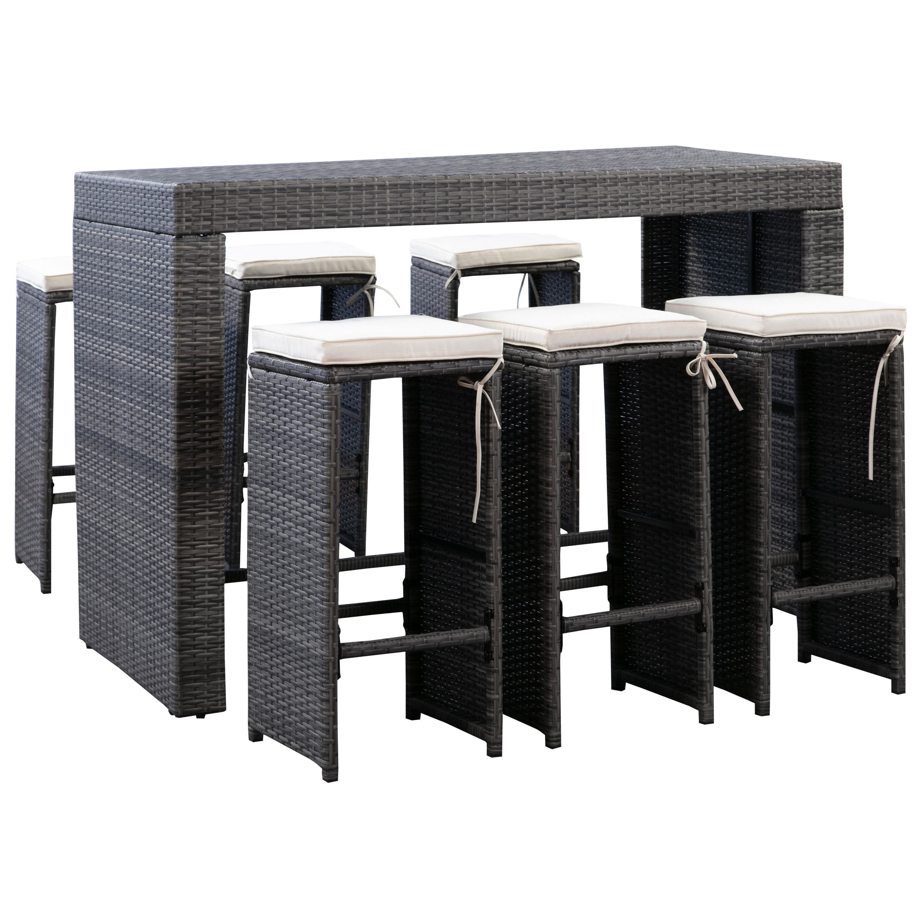 Rattan Bar Set ANDORRA grau