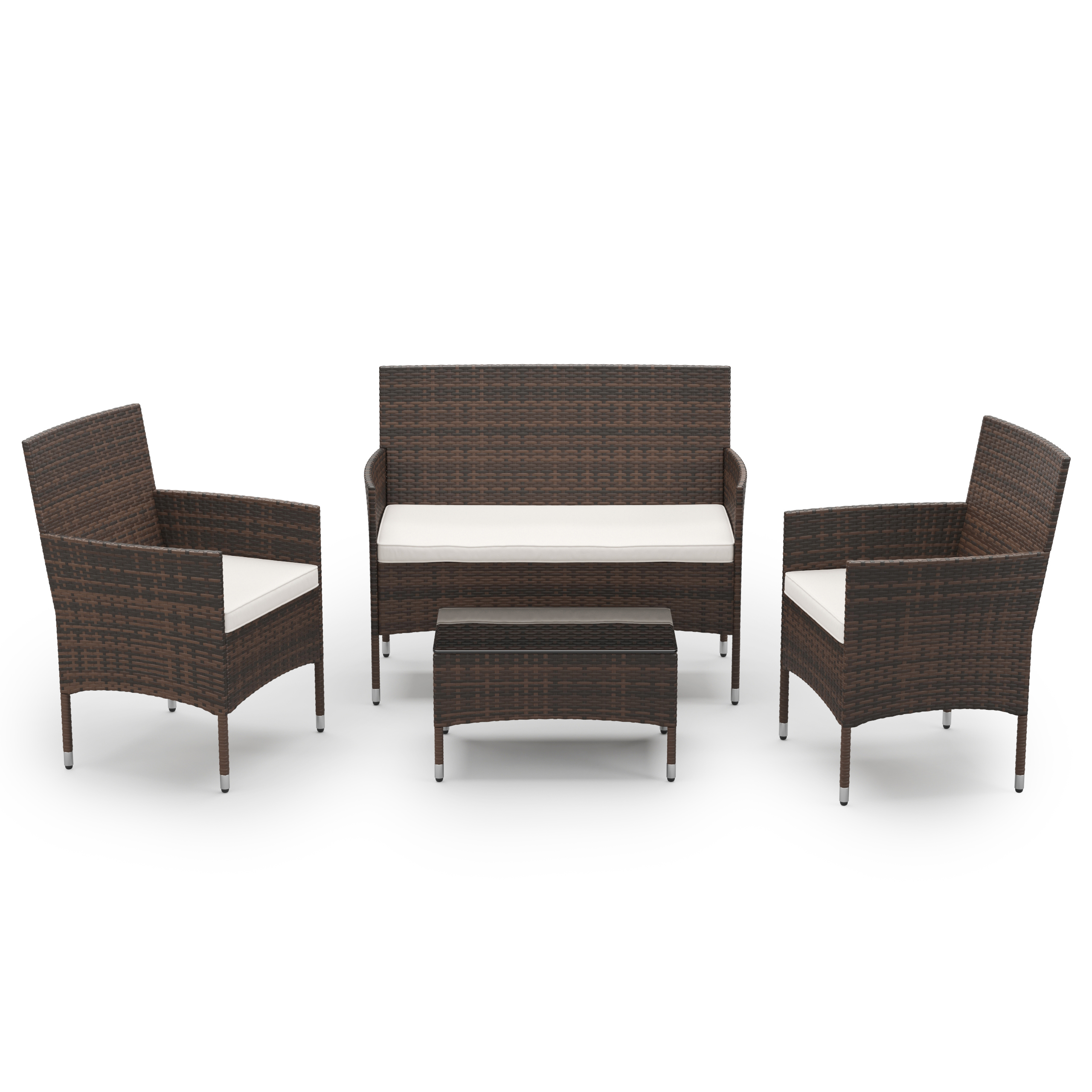 Gartenset Rattan MALIA dunkelbraun/weiss