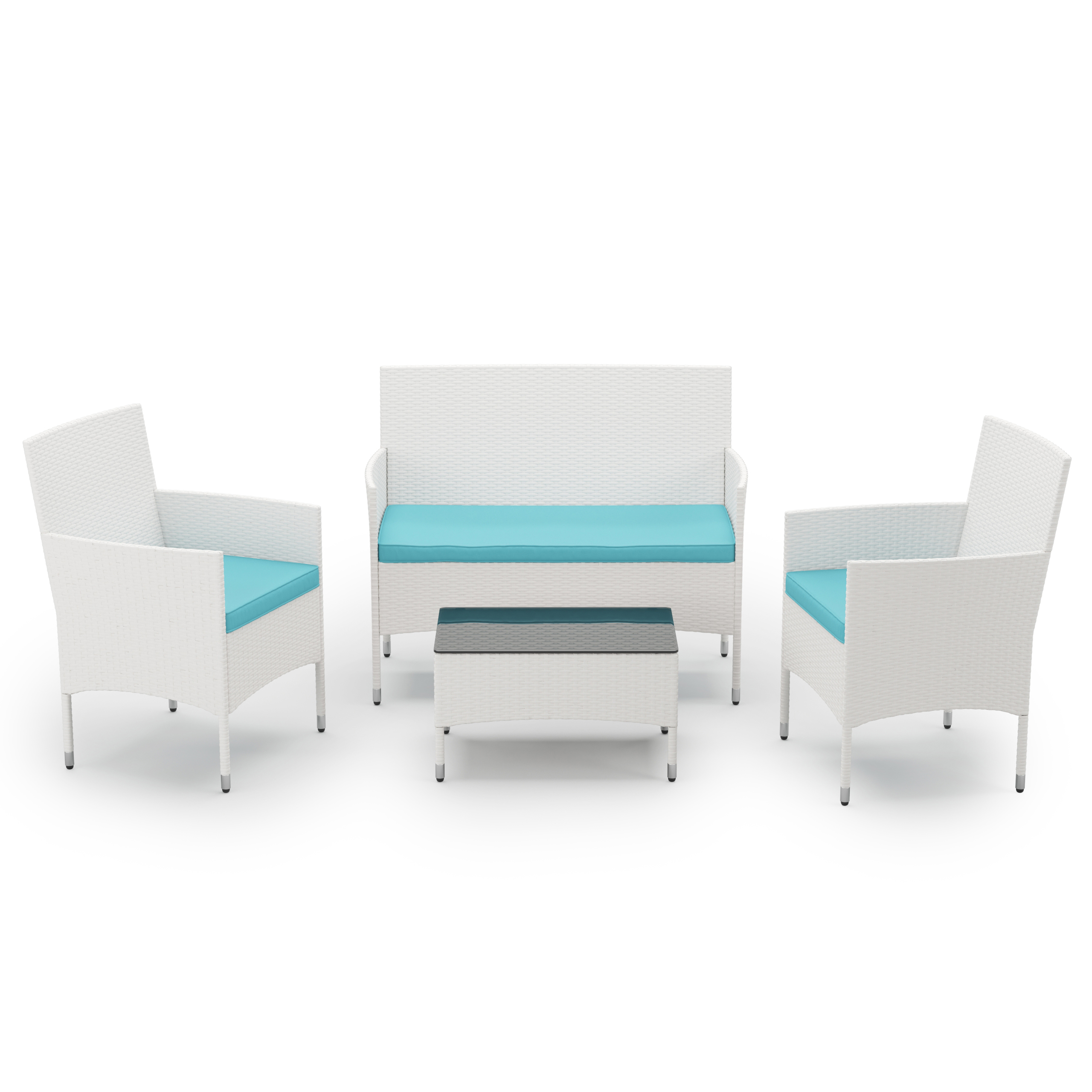 Gartenset Rattan MALIA weiss/türkis