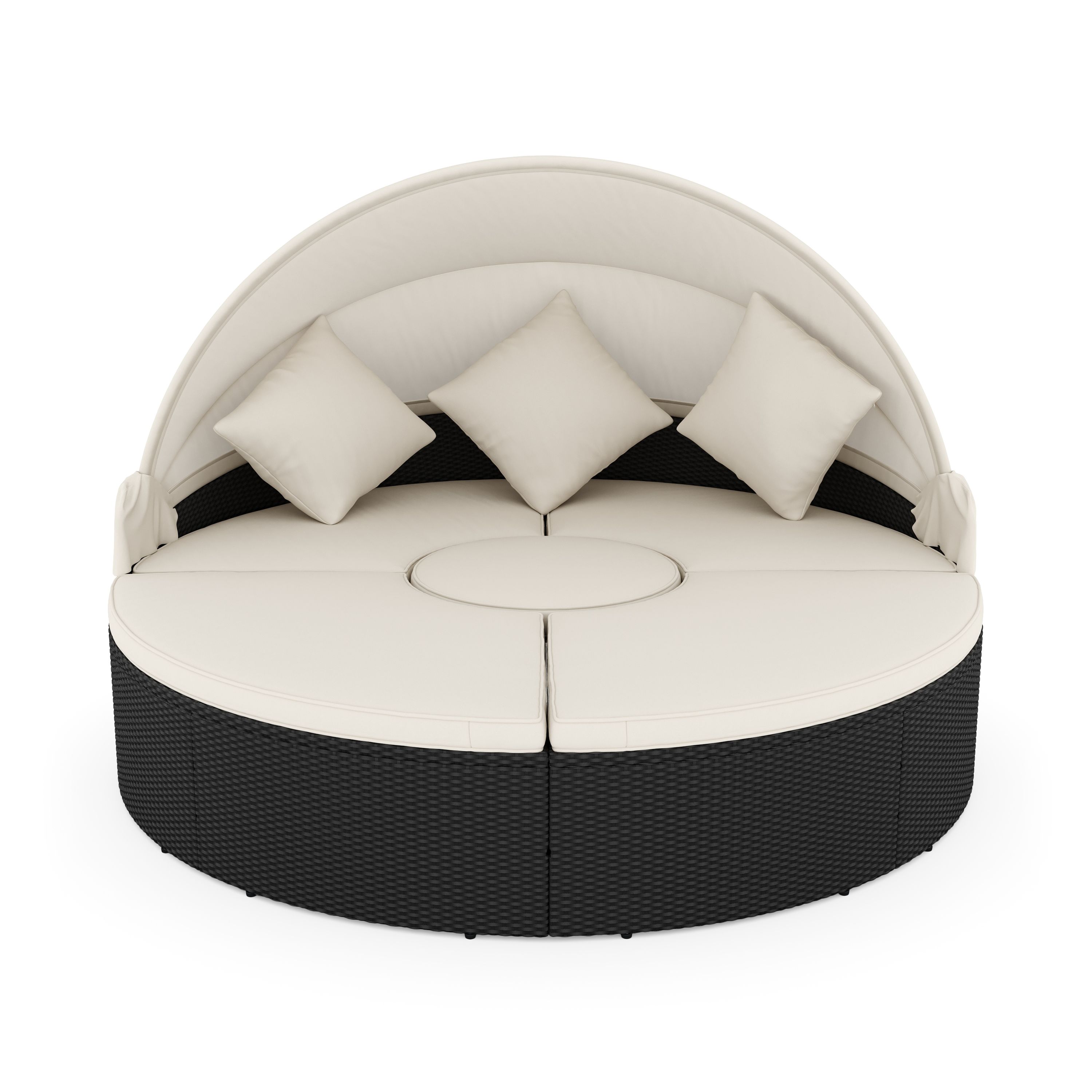 Rattan Sonneninsel CARPI schwarz/beige