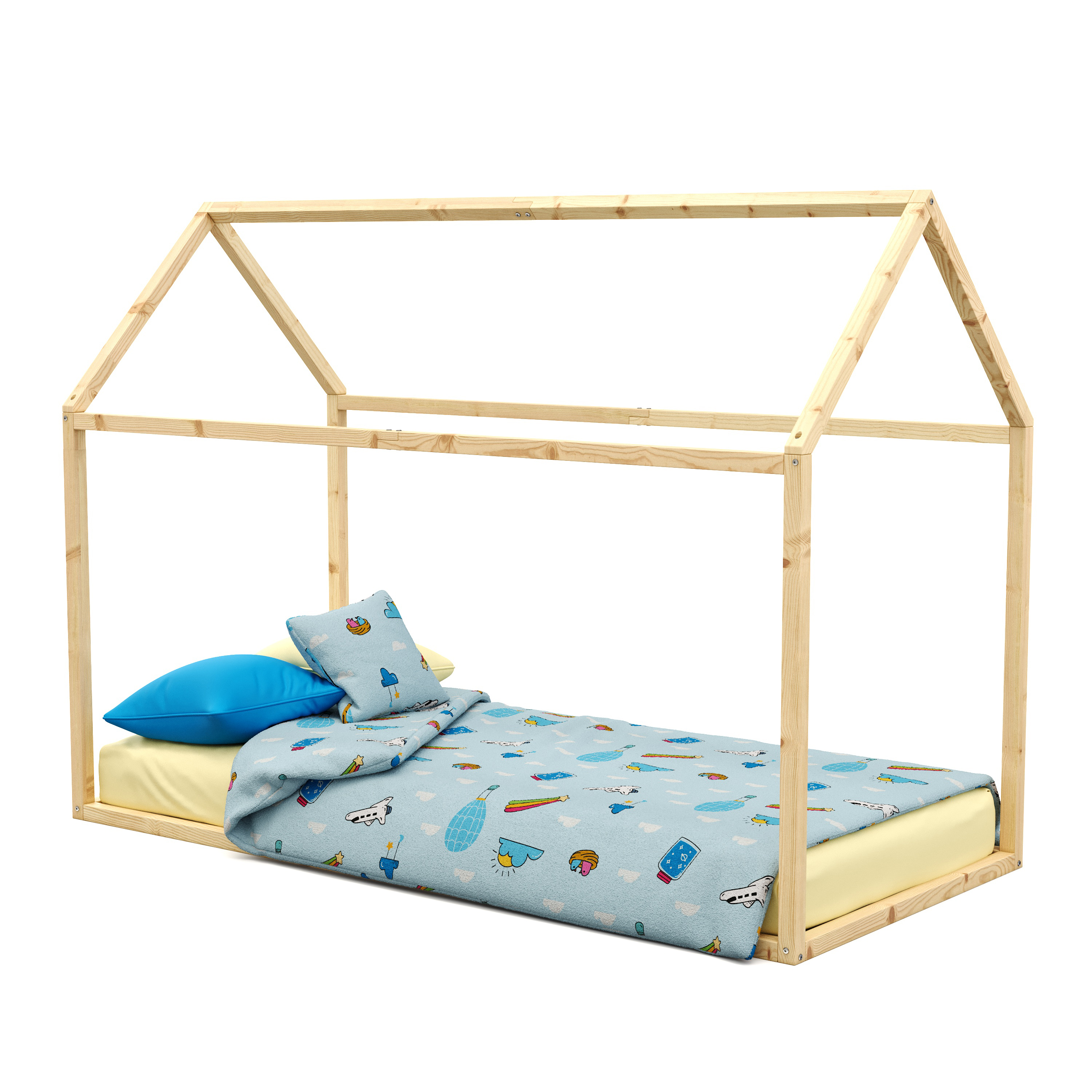 Kinderbett HAUS 90 x 200 cm natur