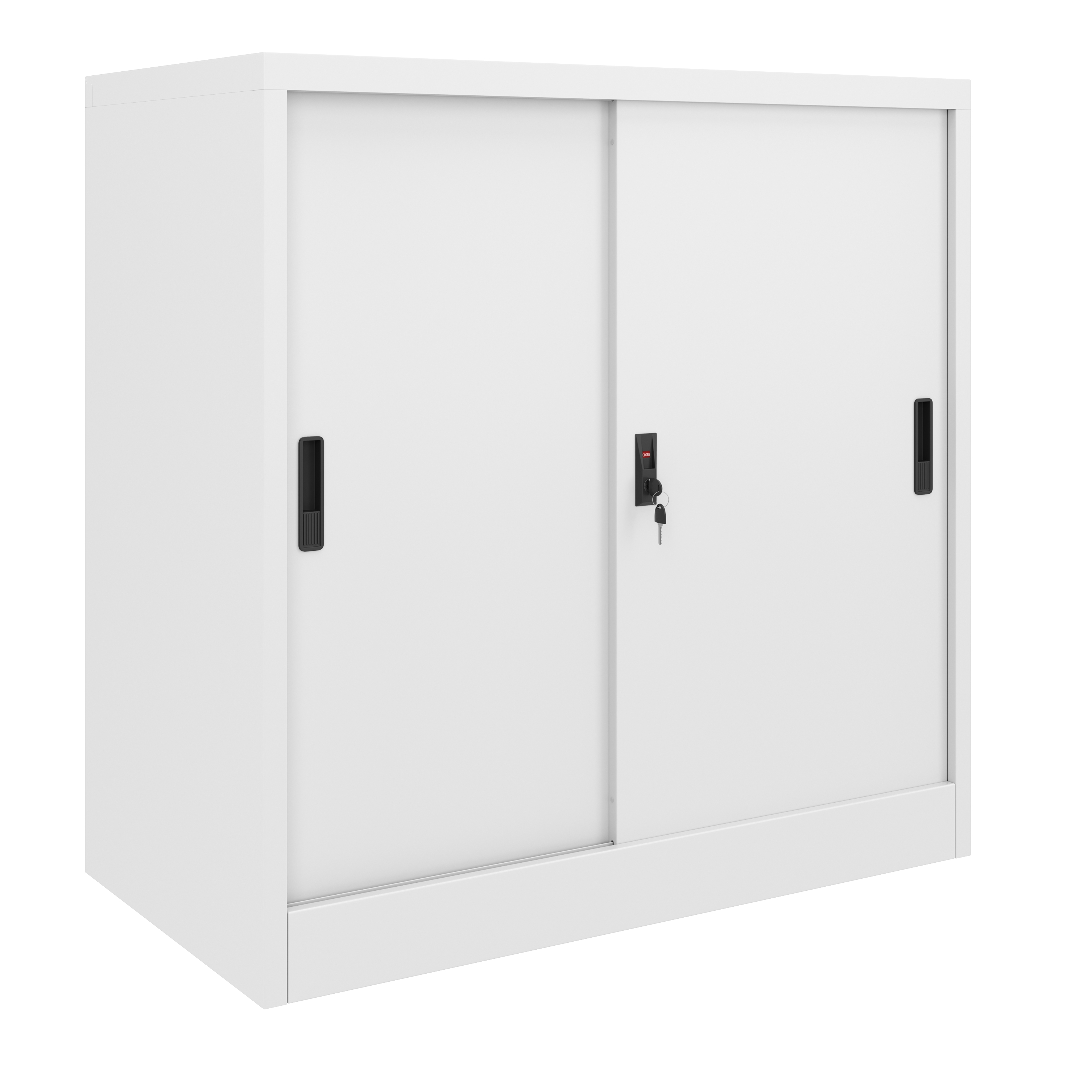 Aktenschrank mit 2 Schiebetüren 90 x 90 cm weiss