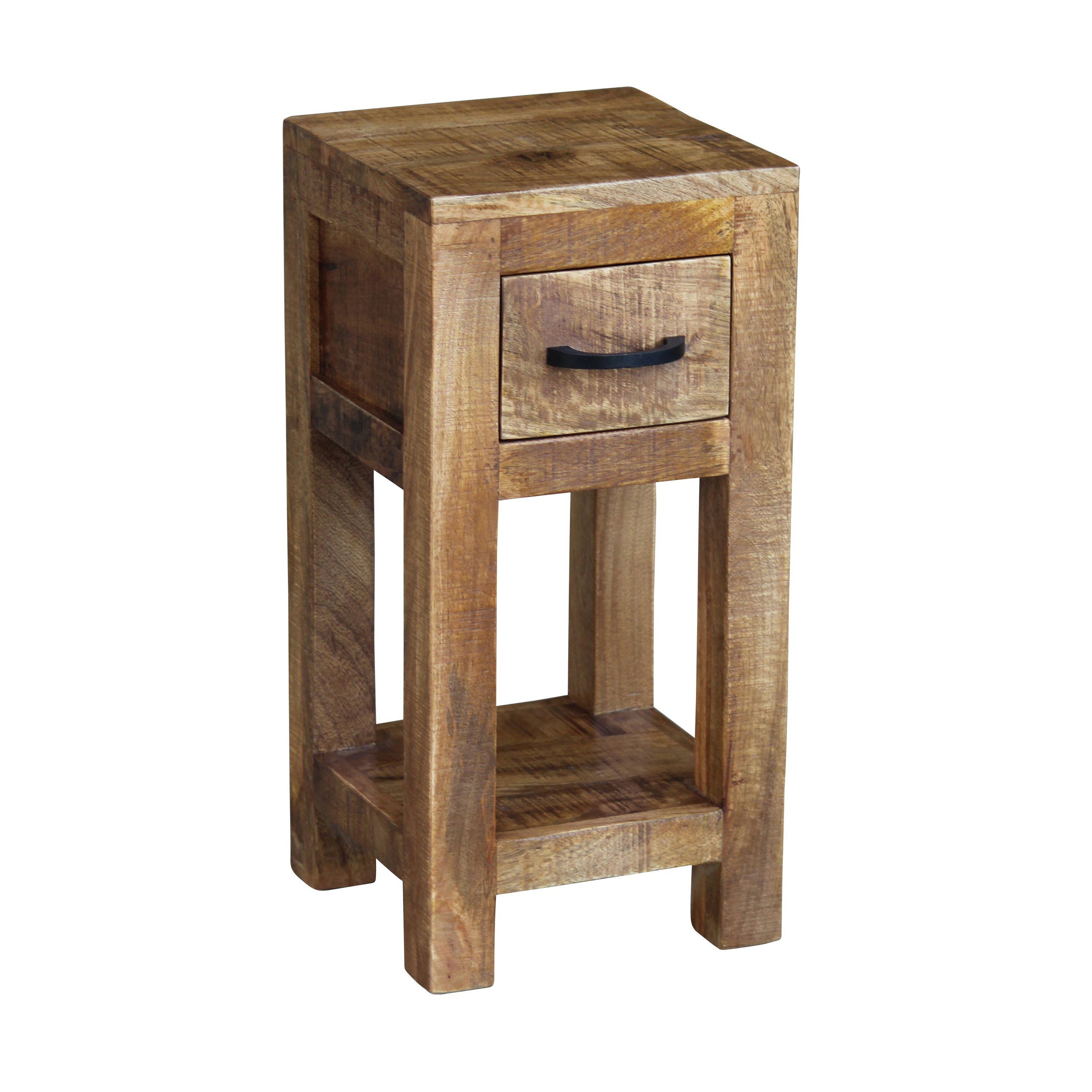 Beistelltisch Holz Vintage SEAN mit Schubalde 28 x 28 x 58 cm