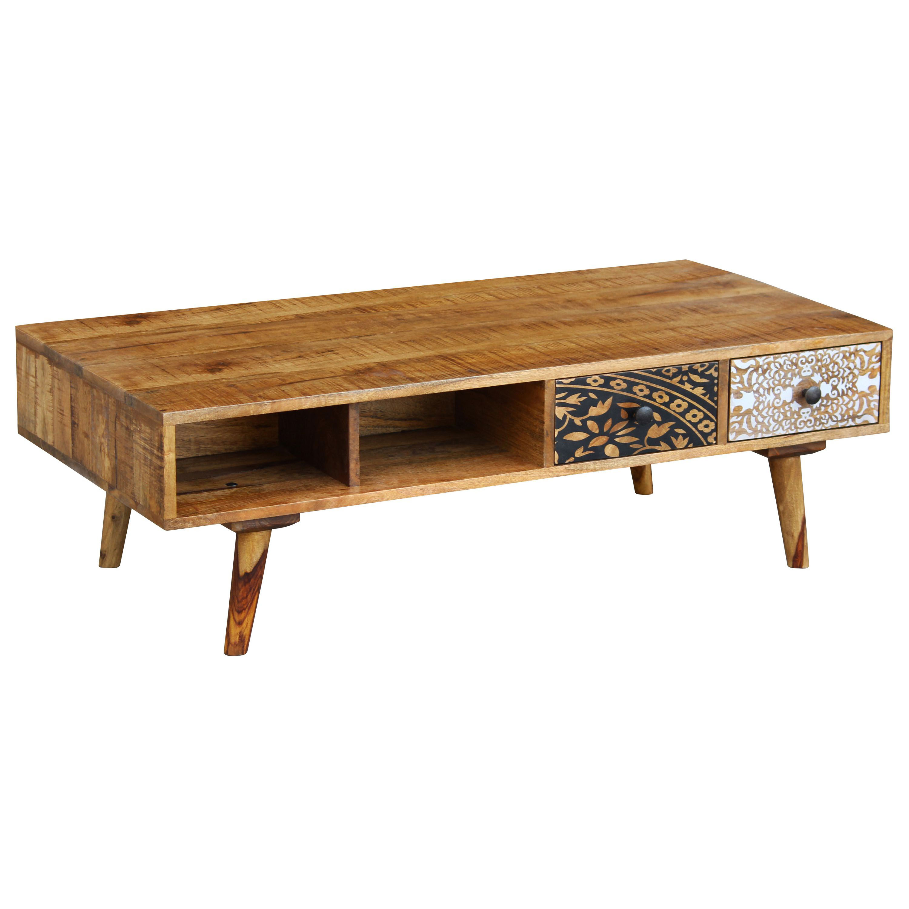 Beistelltisch Holz Vintage ERIC mit Stauraum 115 x 55 x 35 cm